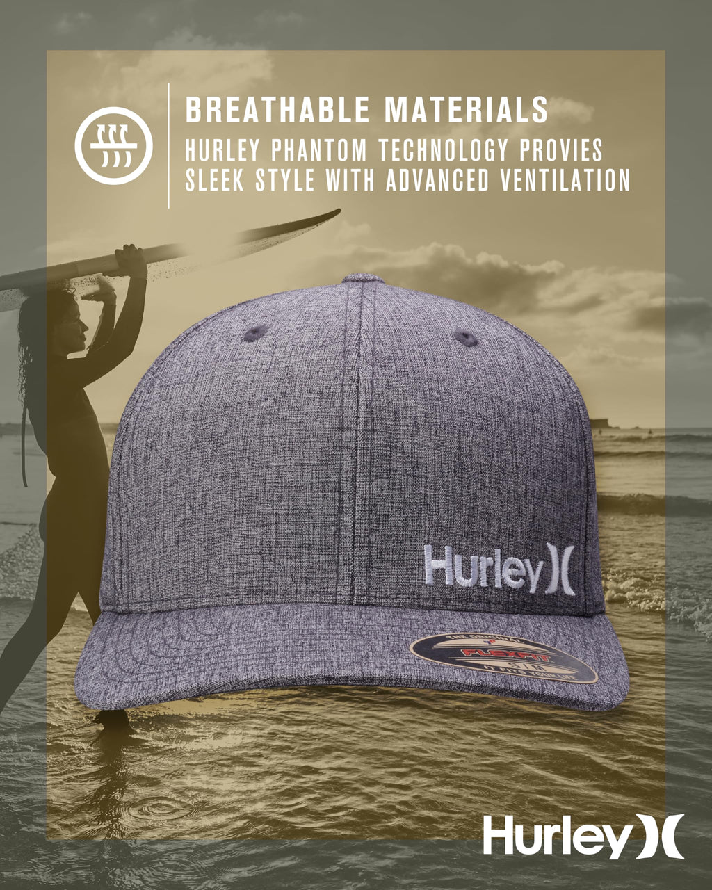 Hurley mens One & Only Corp Flexfit Perma Curve Bill Baseball Hat