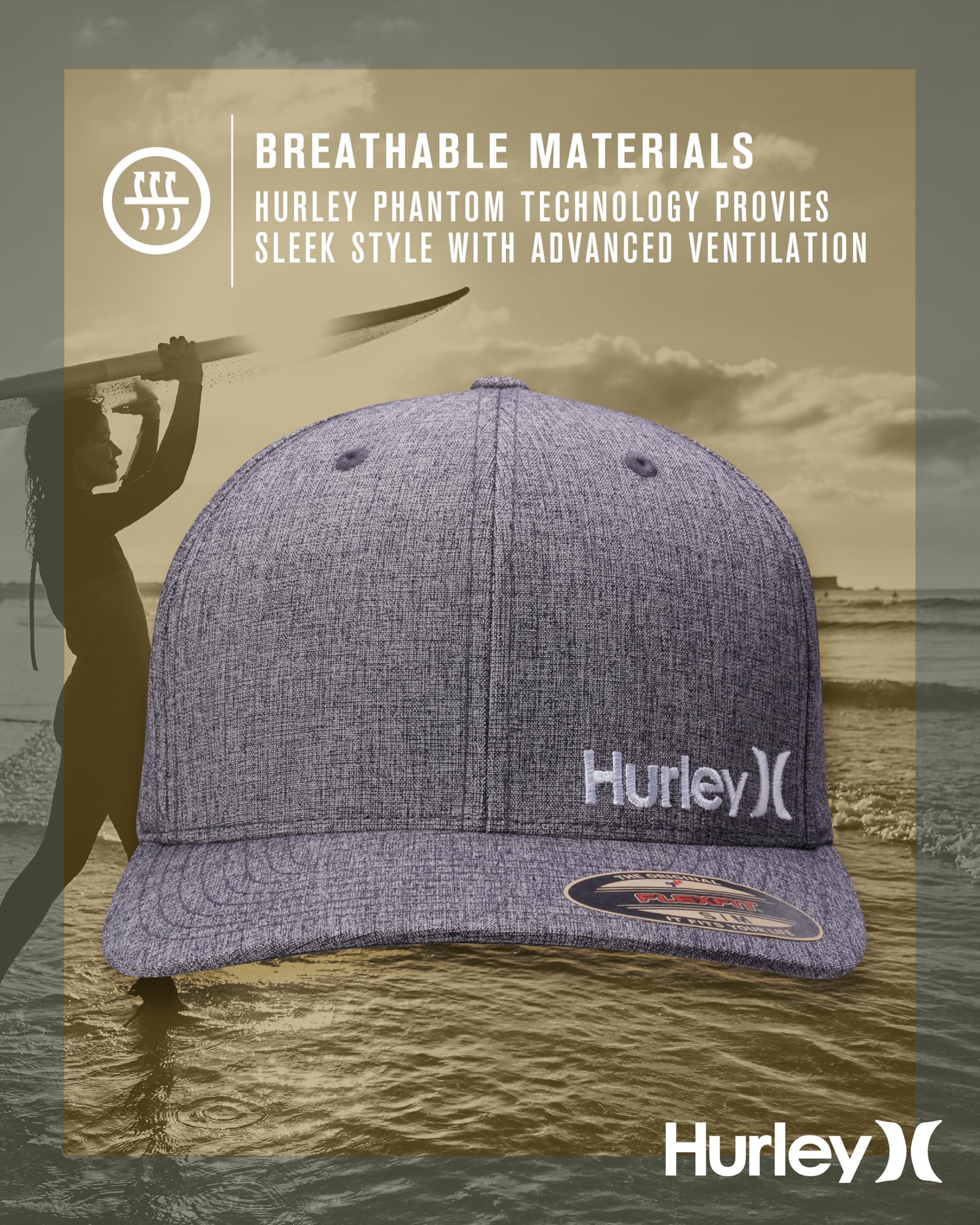 Hurley mens One & Only Corp Flexfit Perma Curve Bill Baseball Hat
