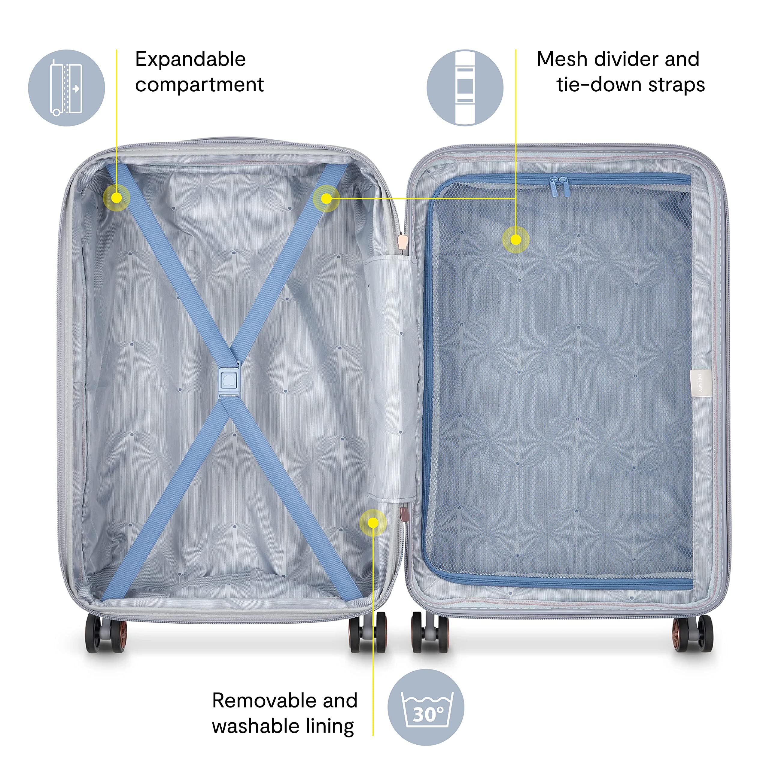 DELSEY PARIS Cruise 3.0 Hardside Expandable Luggage with Spinner Wheels, Black, Carry on 20 Inch
