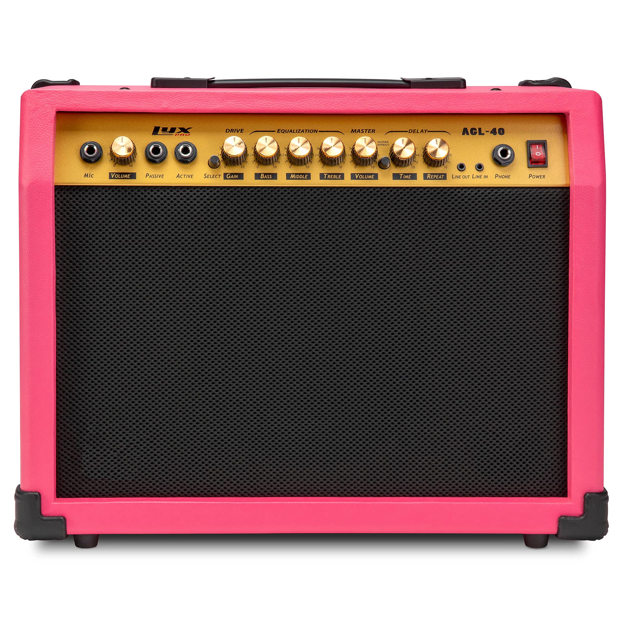 LyxPro Electric Guitar Amp 20 Watt Amplifier Built in Speaker Headphone Jack and Aux Input Includes Gain Bass Treble Volume and Grind - Black