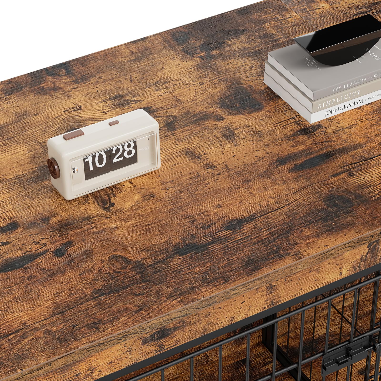 HOOBRO Dog Crate Furniture for 2 Dogs, 63" Large Double Dog Crate Furniture with Divider, Wooden Indoor Kennel TV Stand for Medium Large Dogs, Rustic Brown BF55GW03
