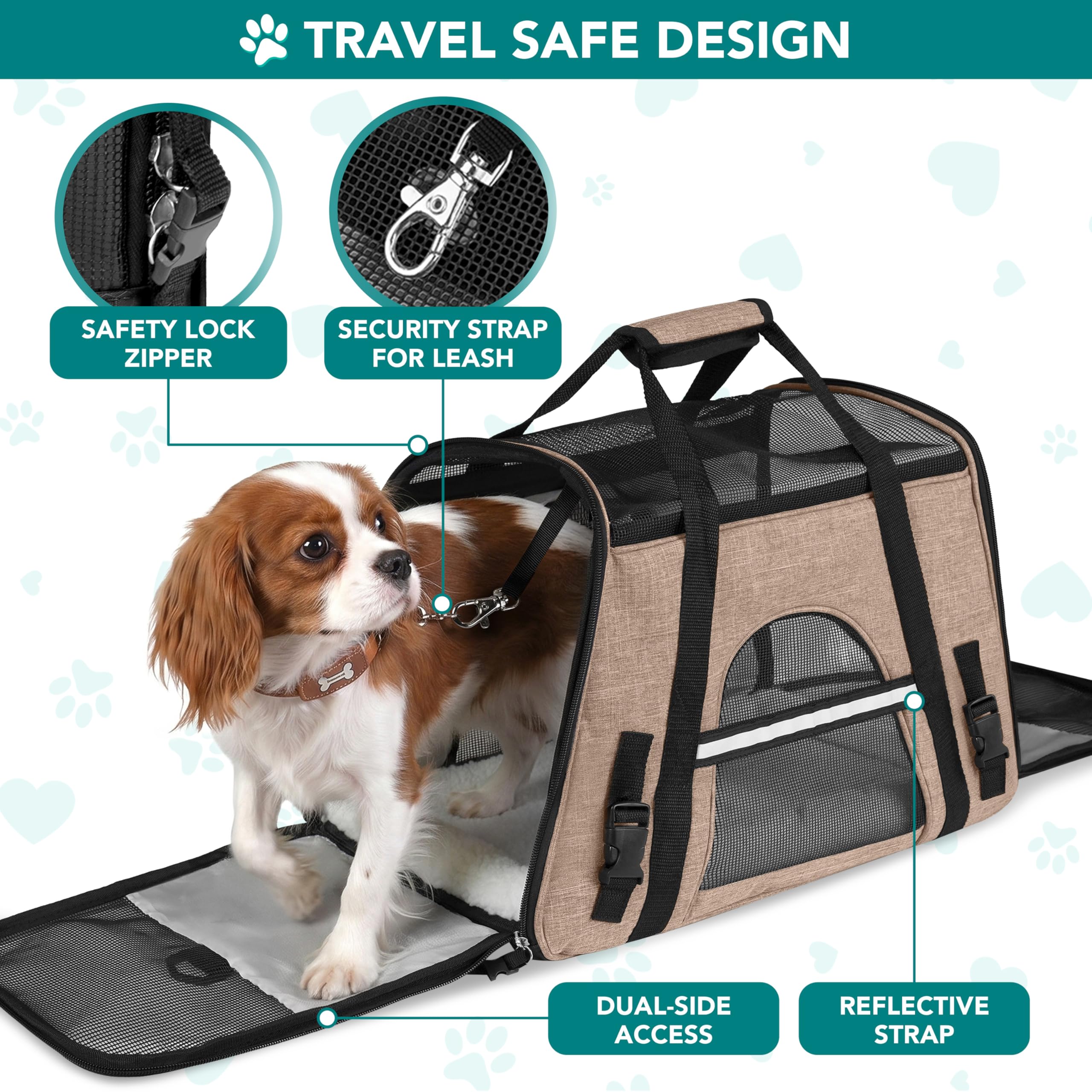 PetAmi Airline Approved Pet Carrier for Cats & Small Dogs, Soft Sided TSA Travel Carrier Bag with Sherpa Bed, Breathable Mesh Ventilation, Collapsible Bowl, Fits Under Seat, Up to 18 lbs, Small Black