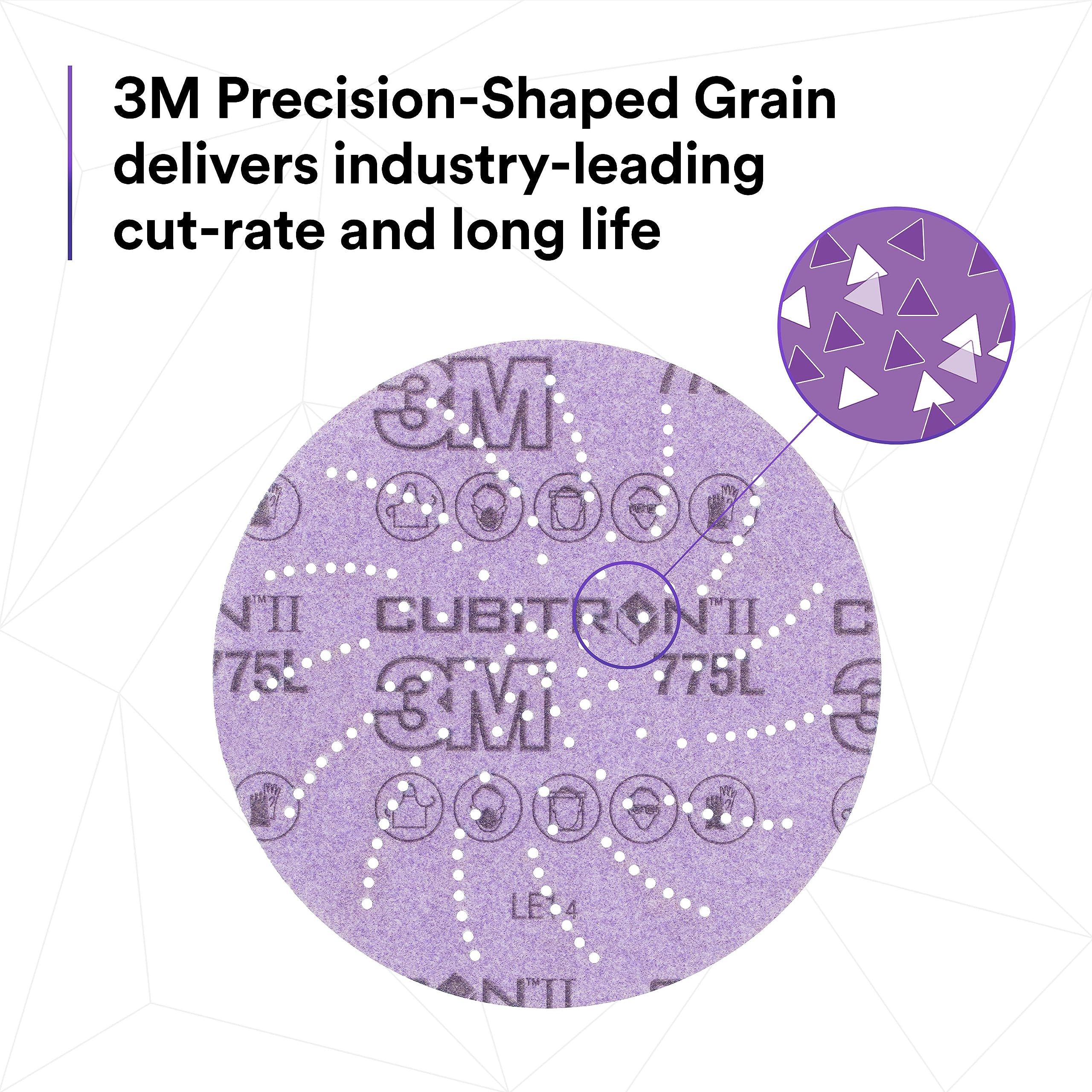 3M Xtract Cubitron II Hookit Clean Sanding Film Disc 775L, 150+, 3 in, Pack of 50 Hook and Loop Sanding Discs for Paint Preparation and Removal, General Sanding, Refining, Blending, and Featheredge