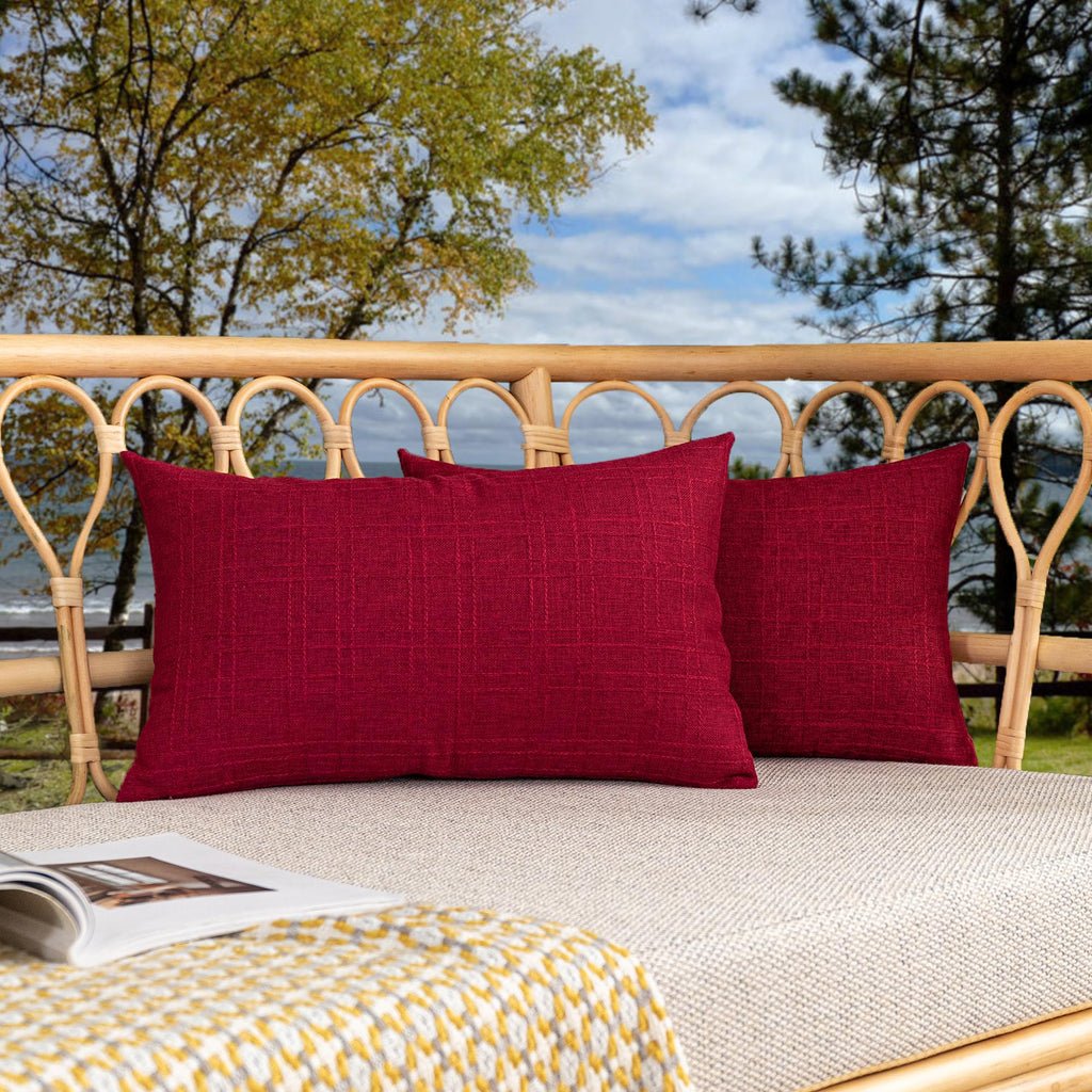 Kevin Textile Pack of 2 Outdoor Waterproof Pillow Covers Checkered Decorative Cushions Sham Throw Pillowcases Shell for Patio Tent Garden Couch Bed Sofa 16x16 Inch Army Green
