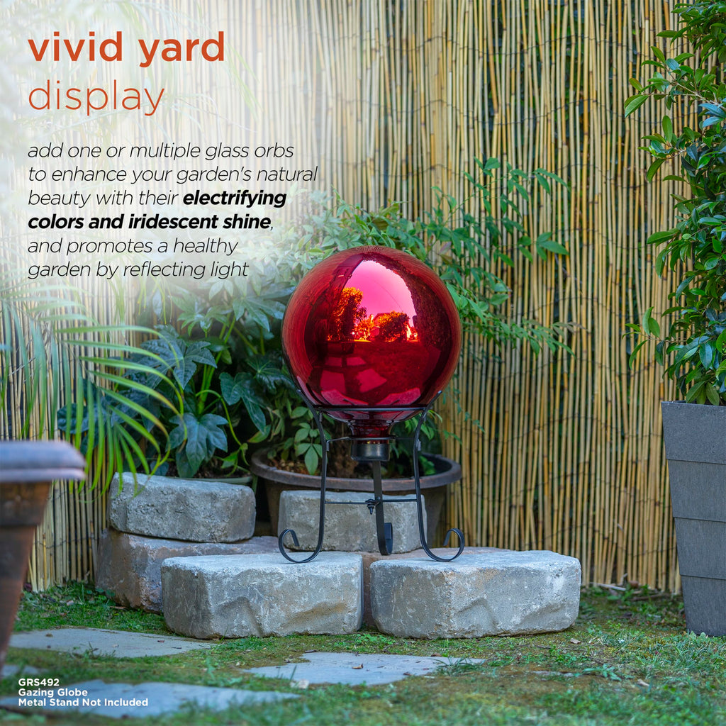Alpine Corporation | 10" Indoor/Outdoor Glass Gazing Globe — Festive Garden & Yard Décor Accent — Blue