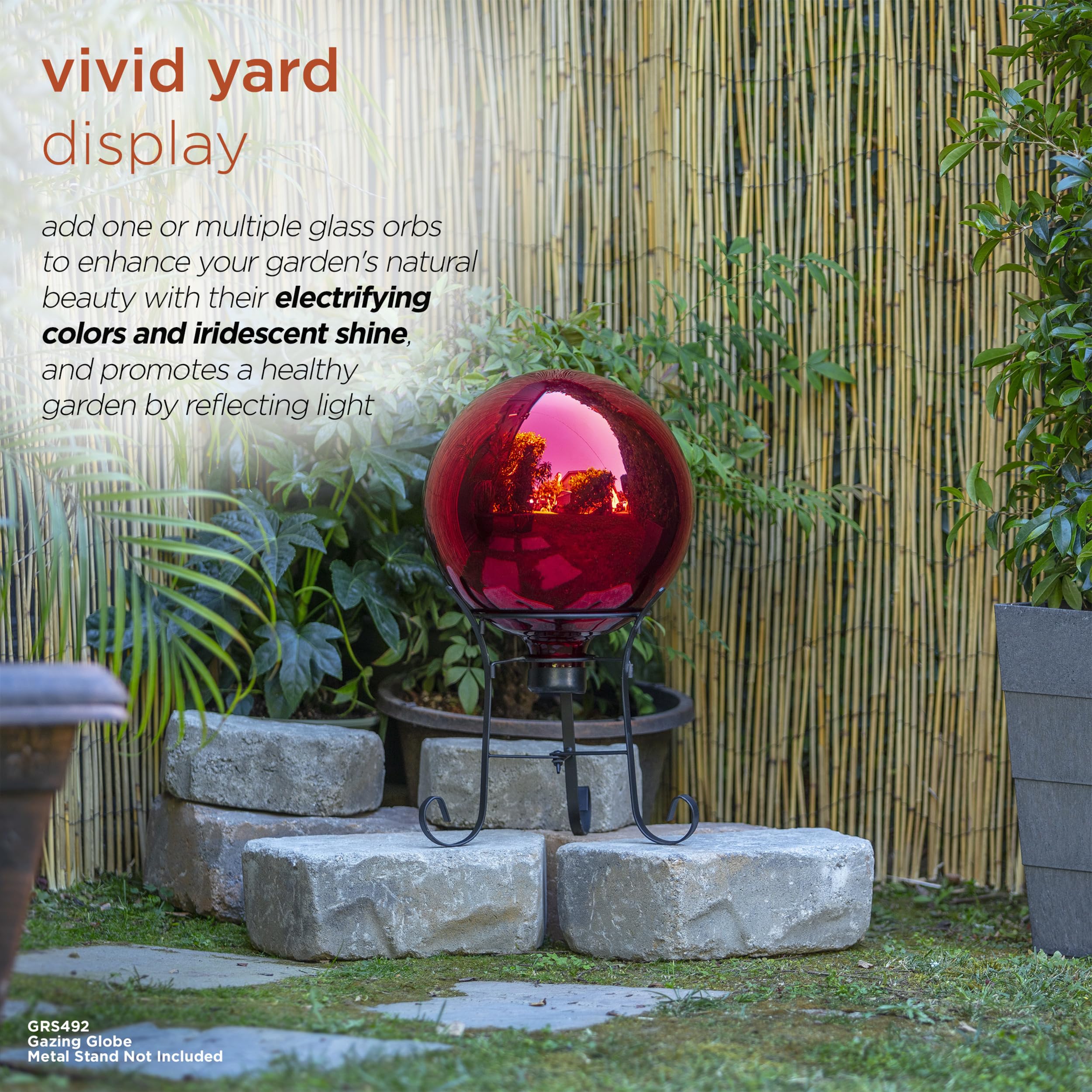 Alpine Corporation | 10" Indoor/Outdoor Glass Gazing Globe — Festive Garden & Yard Décor Accent — Blue