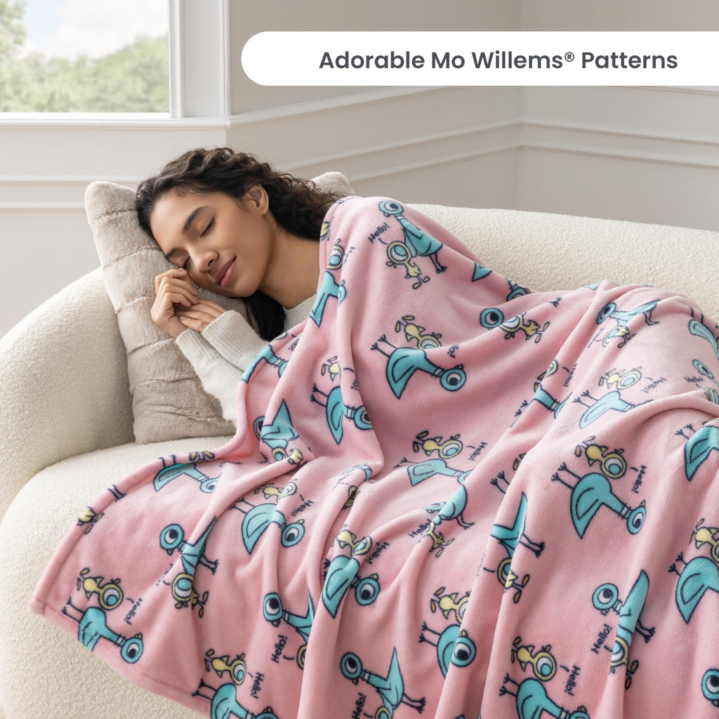 Berkshire Blanket VelvetLoft® Luxury Soft Polyester Throw Blanket, Don’t Let The Pigeon Drive The Bus, 50 x 70in(Official Mo Willems® Product)