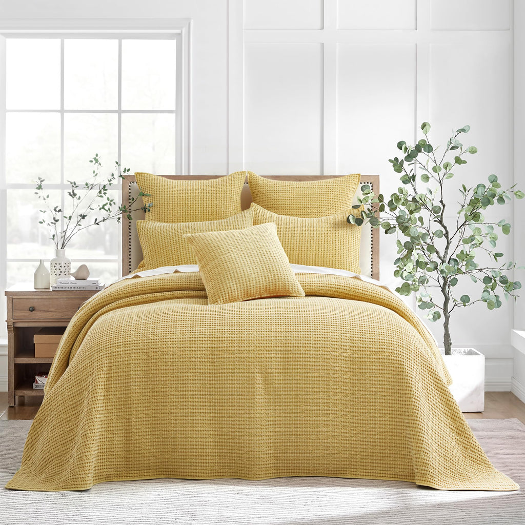 Levtex Home Mills Waffle Twin Bedspread Set (84x104in) with 1 Pillow Sham (26x20in) - Adobe - 100% Cotton Twin Size Bedspread Set - Lightweight, Soft, Pre-Washed