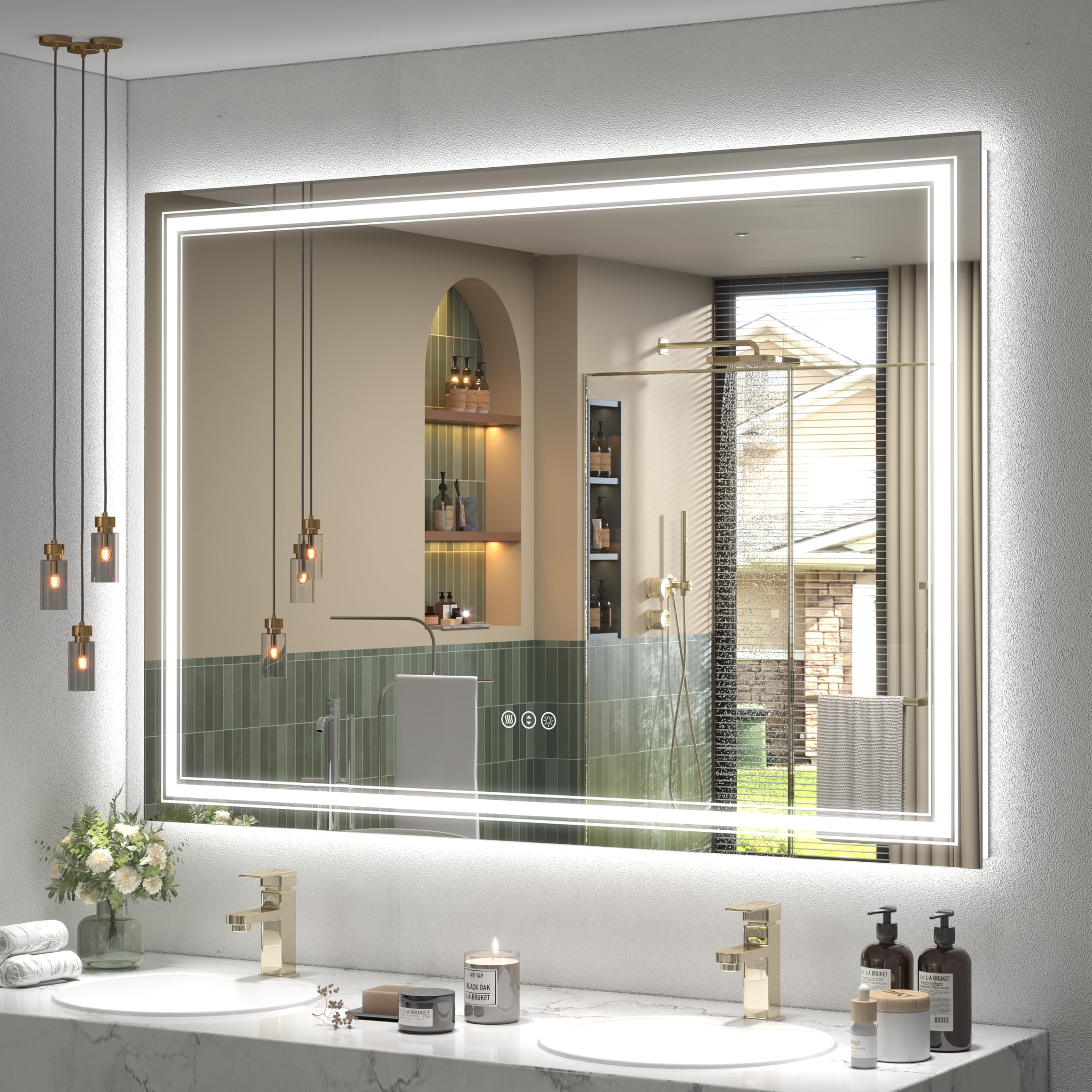 20x28 LED Bathroom Mirror, Vanity Mirror with Lights, Backlit and Front lit Mirror for Wall, Dimmable, Anti-Fog, Shatterpoof, Memory (Horizontal/Vertical)