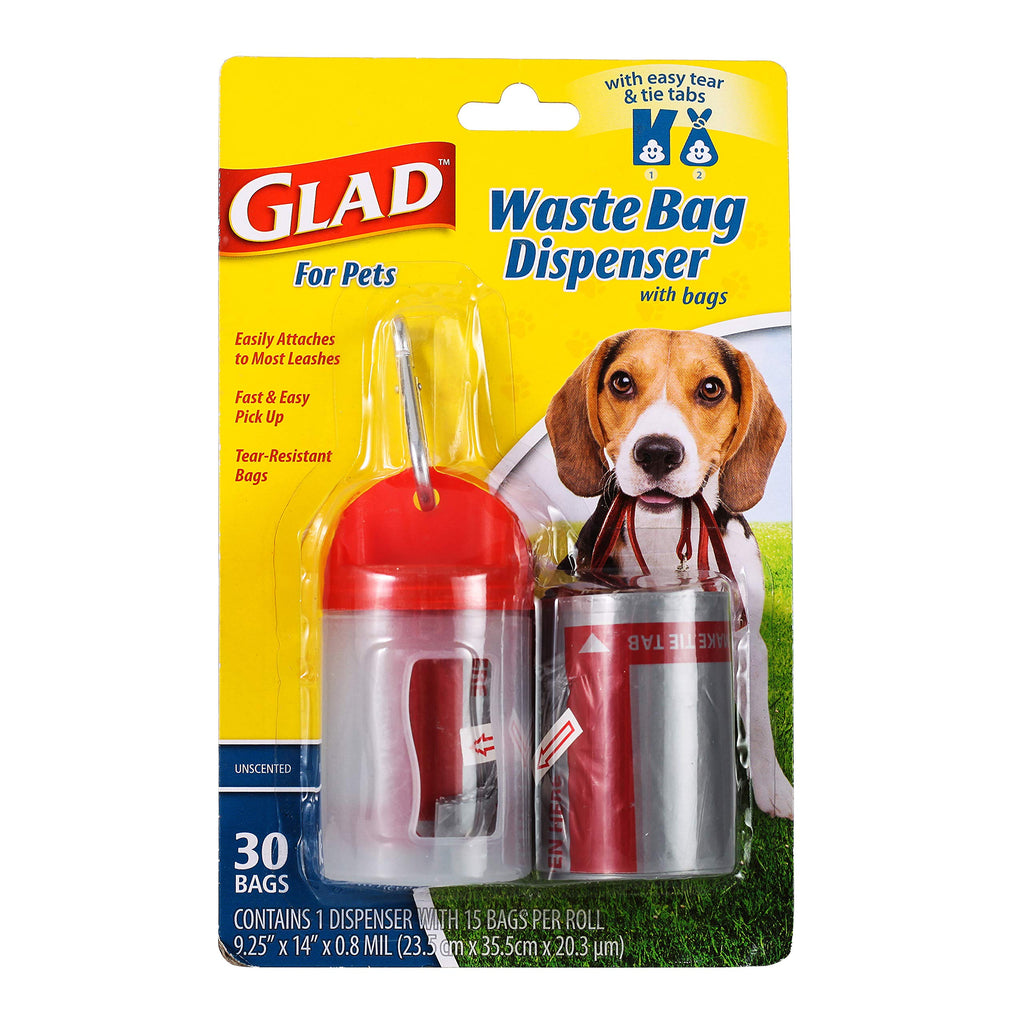 Glad for Pets Heavy Duty Dog Poop Bags, Scented Leak-Resistant Waste Bags with Fun Print Design, Tear-Resistant for Confident Pickup, Fits Standard Dispensers, 6 Rolls, 90 Count (Pack of 2)
