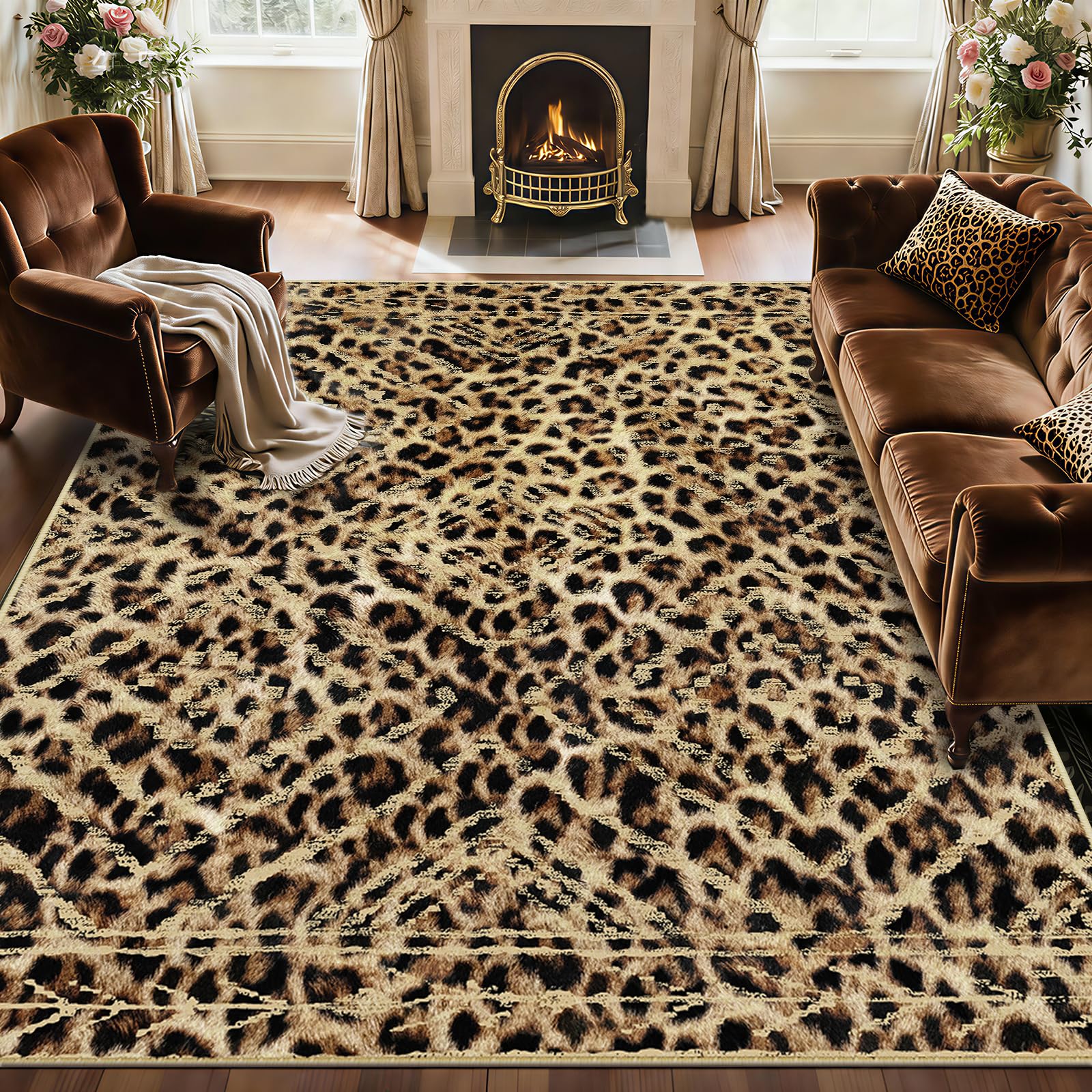 BESTSWEETIE Area Rug 2x3 Rug Machine Washable Non-Slip Low Pile Print Pattern Western Rug for Living Room Bedroom Entryway Tribal Series-Abstract/Cowhide