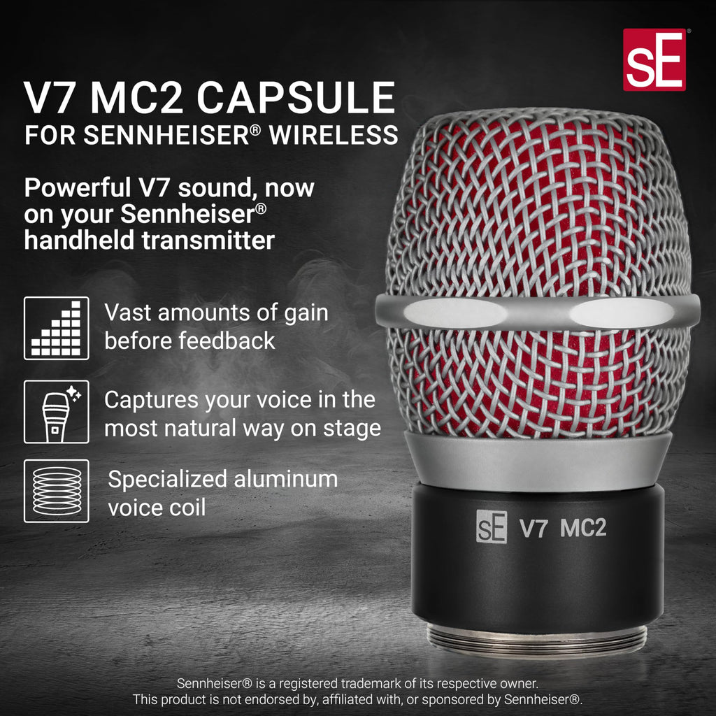 SE ELECTRONICS V7 MC1 Wireless Microphone Capsule - Compatible with Shure Wireless Transmitters - Professional Dynamic Microphone for Singing, Speech & Music Studio Recording (Black)
