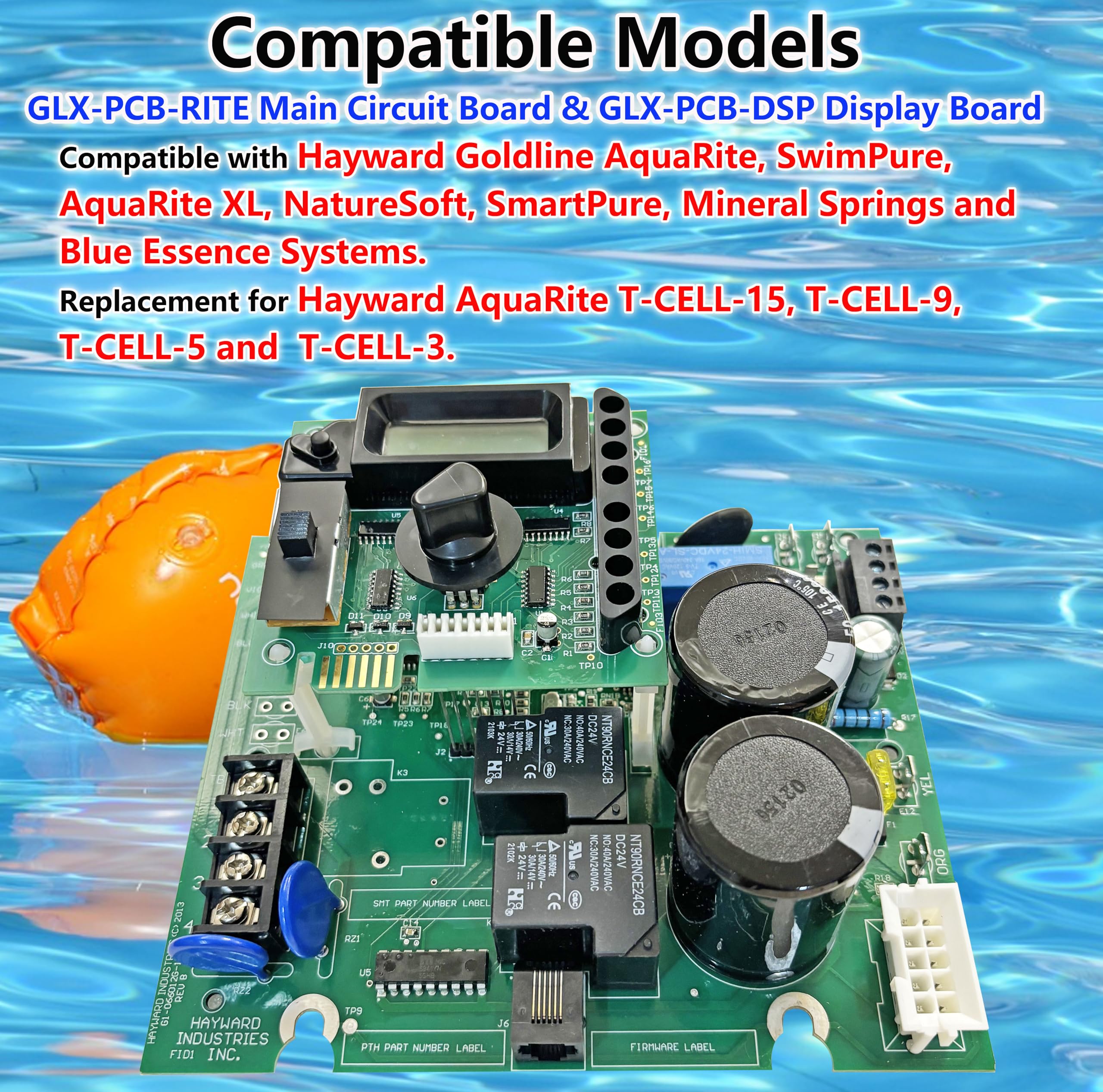2026 New Upgraded GLX-PCB-RITE Main Circuit Board & GLX-PCB-DSP Display Board，Compatible with Hayward Goldline Aqua Rite Salt Chlorine Generators，Replacement for Hayward aquarite Circuit Board