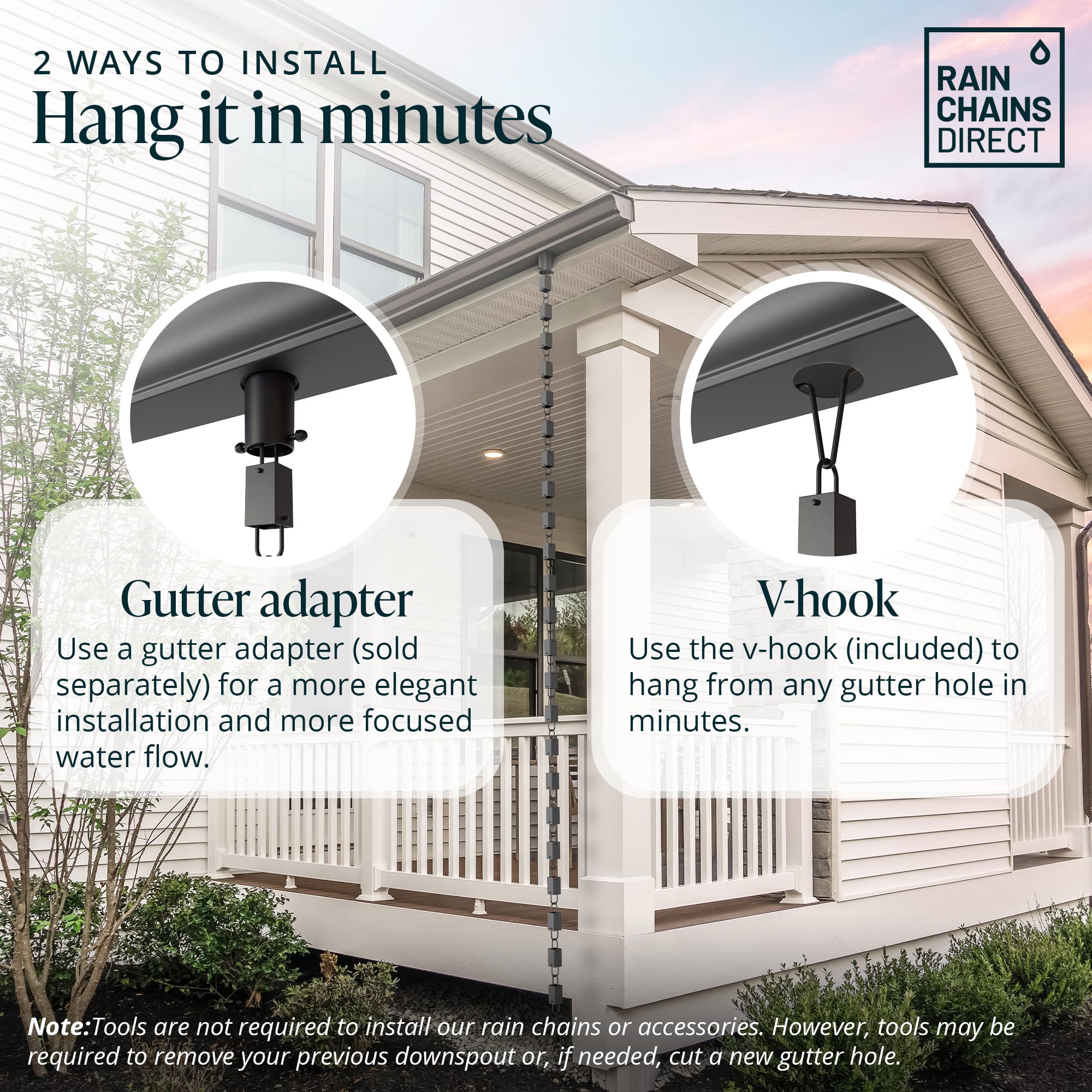 Rain Chains Direct Square Link Rain Chain Extension, 3 Feet in Length, Aluminum, Black Powder Coated, Functional and Decorative Replacement for Gutter Downspouts