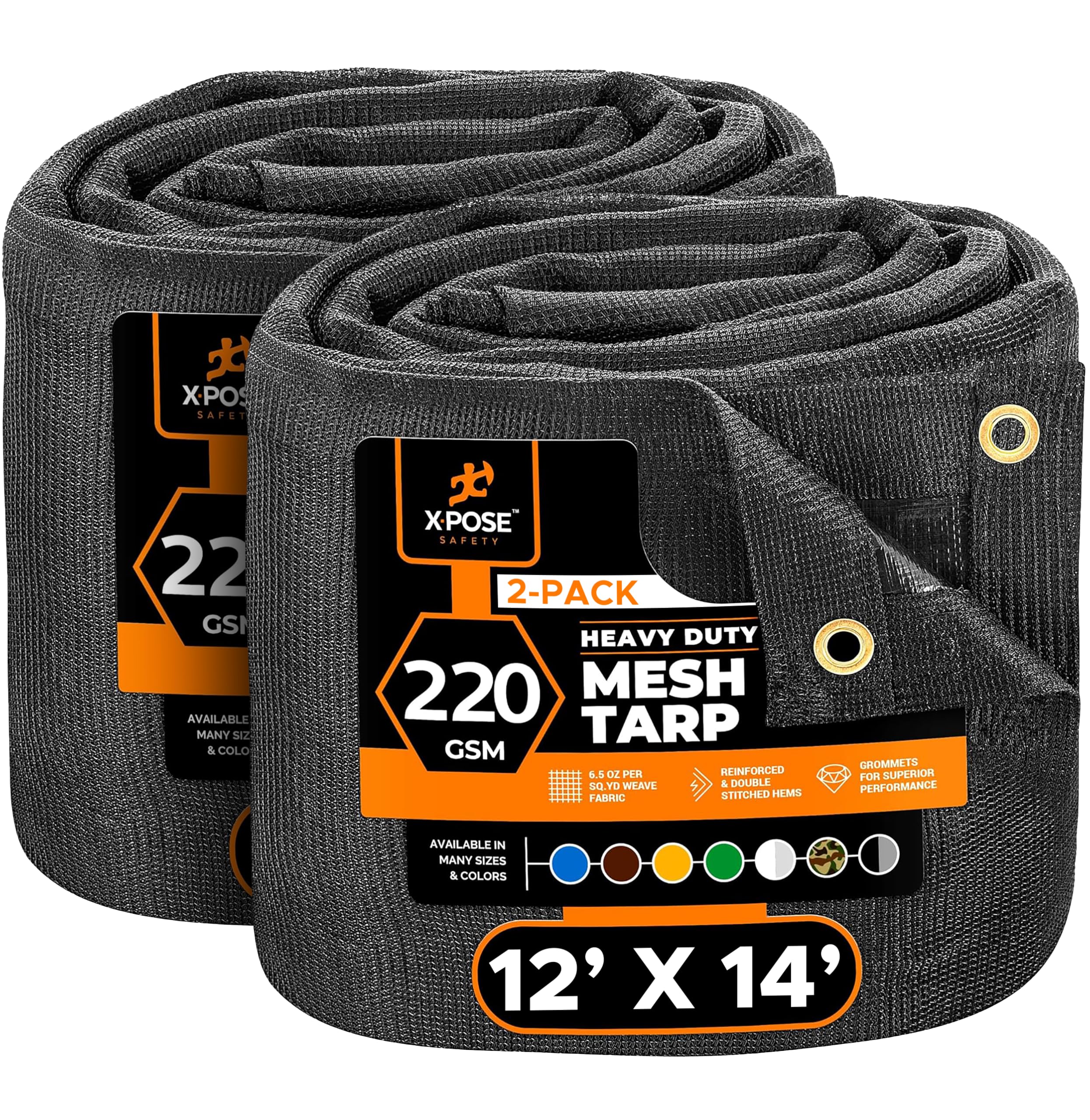 Xpose Safety Heavy Duty Mesh Tarp - 4' x 10' – Multipurpose Black Protective Cover with Air Flow - Use for Tie Downs, Shade, Fences, Canopies, Dump Trucks – Weather and Tear Resistant