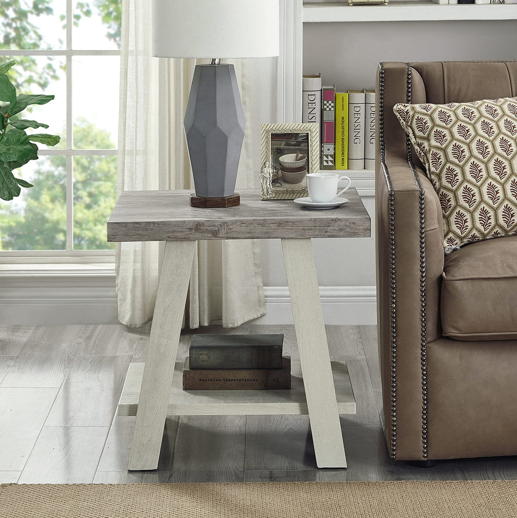 Roundhill Furniture Athens Contemporary Replicated Wood Shelf End Table in Black Finish