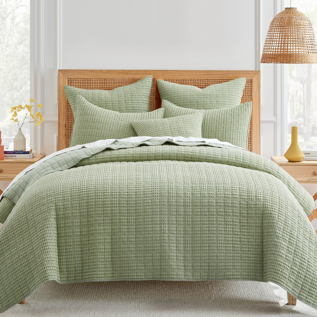Levtex Home Mills Waffle Twin Bedspread Set (84x104in) with 1 Pillow Sham (26x20in) - Adobe - 100% Cotton Twin Size Bedspread Set - Lightweight, Soft, Pre-Washed