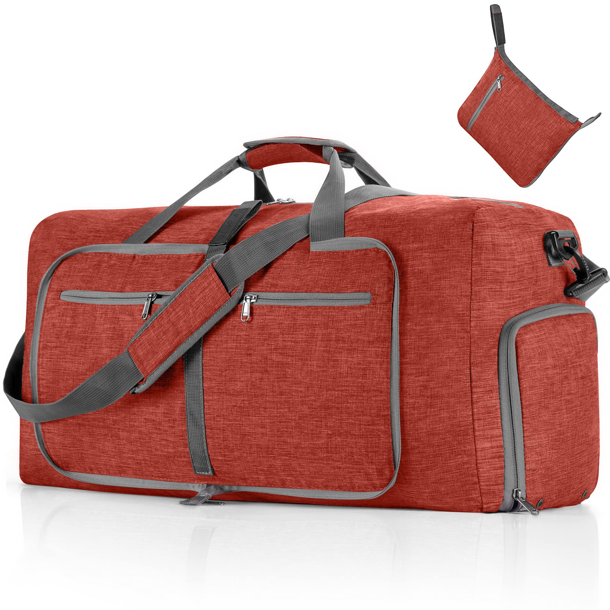 Vomgomfom 65L/85L/115L Foldable Travel Duffle Bag, Lightweight Checked Luggage with Shoe Compartment, Water-Resistant Weekender Overnight Bag for Men & Women