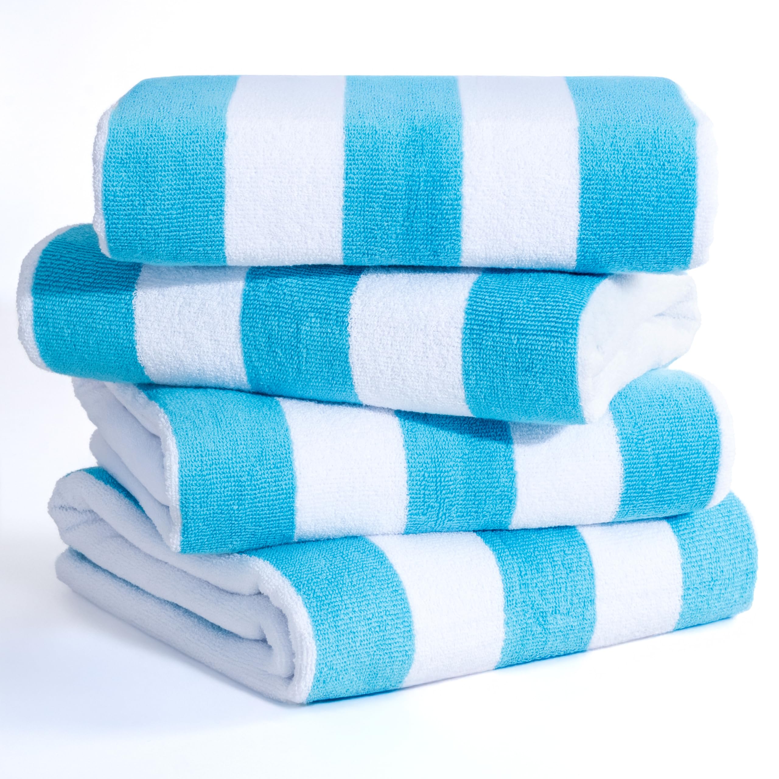 American Soft Linen Cabana Striped Beach Towels, 30x60 inch 4 Piece Oversize Pool Towels, Quick Drying Sand Free Swim Towels, Beige