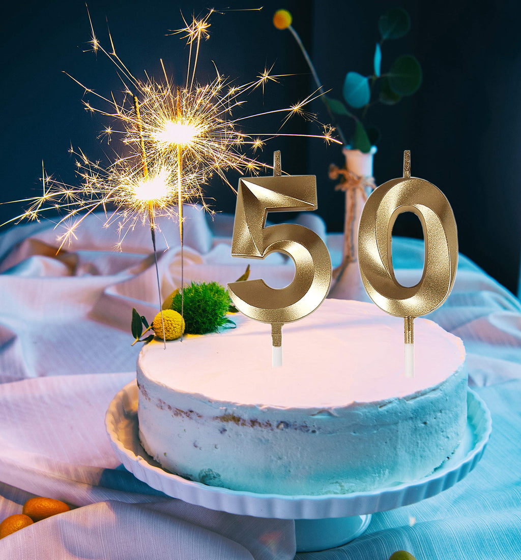 Bailym Black 50th Birthday Candles, Number 50 Cake Topper for Men Birthday Decorations Party Decoration