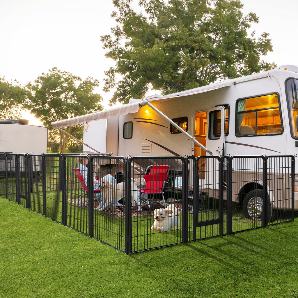 Yaheetech Dog Playpen, 24 inch 2 Panels Dog Pen for Indoor Heavy Duty Puppy Exercise Pen Metal Pet Fence for RV Camping/Yard/Garden