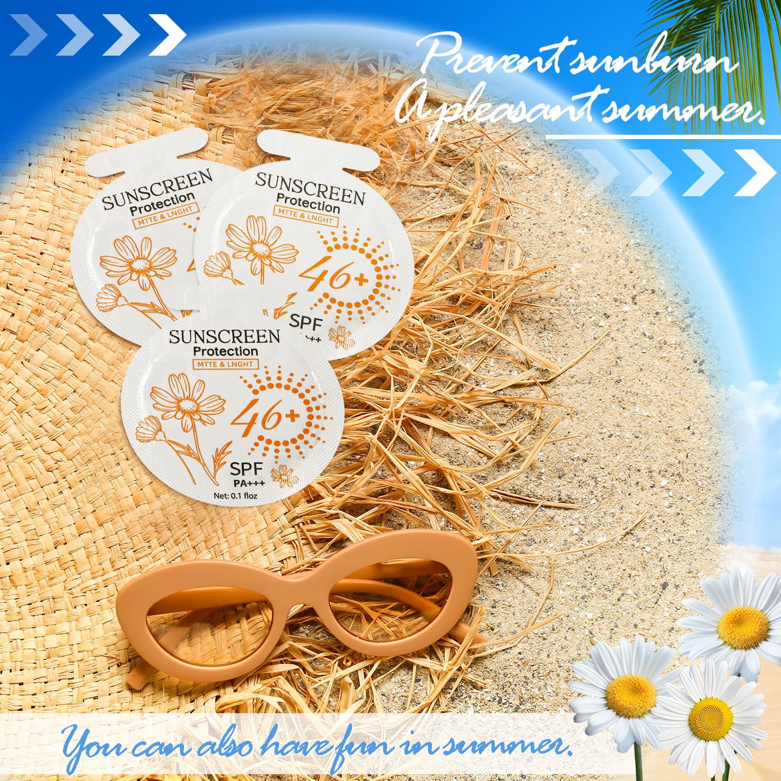 30 Pcs Sunscreen Bulk Mini Travel Size Sunscreen Packets SPF 46+ Summer Party Gifts for Women Girl