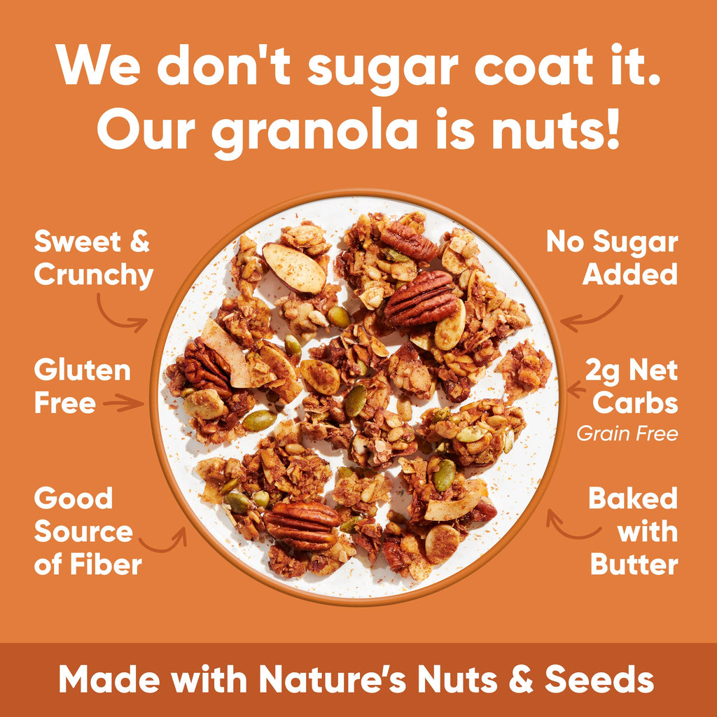 NuTrail Nut Granola Cereal, Cinnamon Pecan, No Sugar Added, Gluten Free, Grain Free, Keto, Low Carb, Healthy Breakfast 8 oz. 1 Count