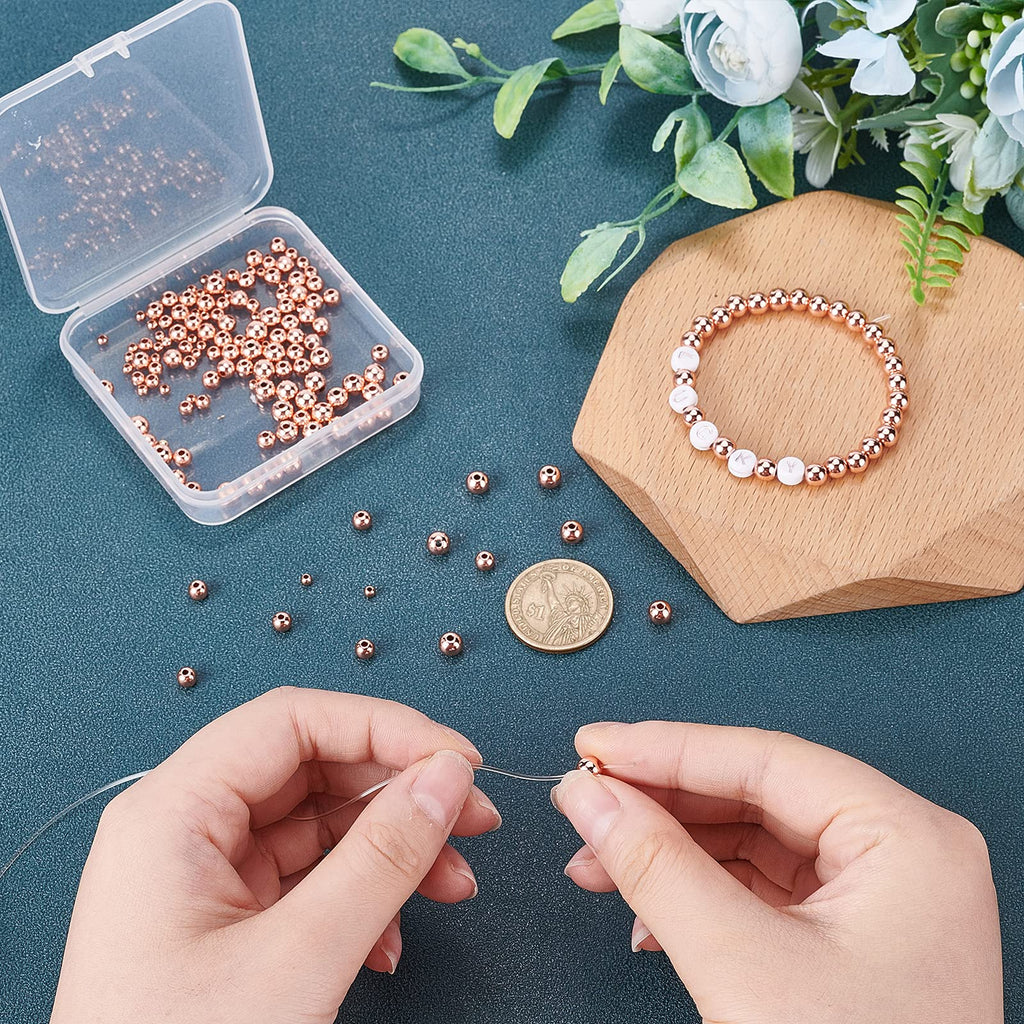 PH PandaHall 14K Gold Plated Spacer Beads, 300pcs Round Brass Beads 5 Size Metal Smooth Beads Seamless Ball Beads Long-lasting Little Beads for Summer Bracelet Necklace Jewelry DIY Crafts(2/3/4/5/6mm)