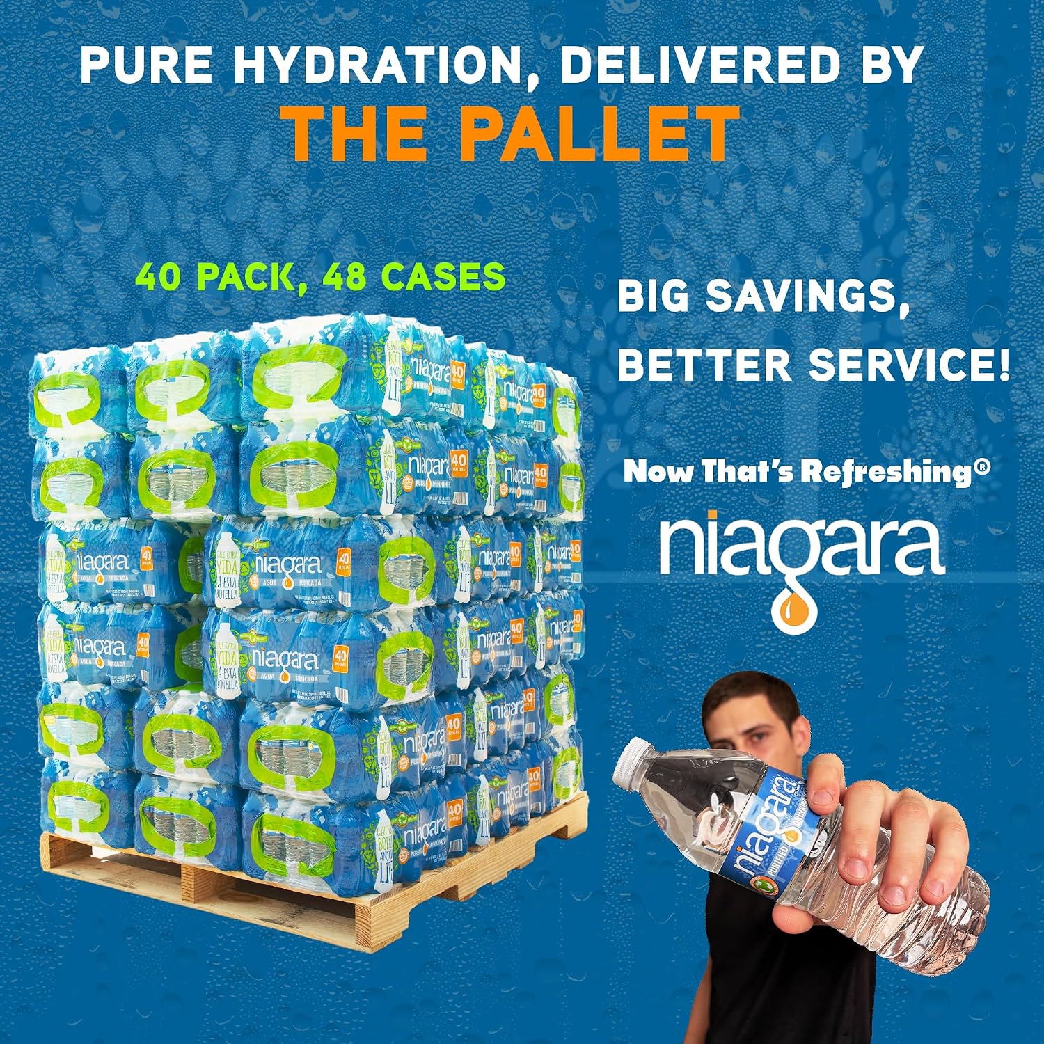 Niagara Bottled Water Full Pallet, 16.9 Oz, 48 Cases Wholesale