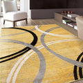 Rugshop Modern Wavy Circles Design Accent Rug, Carpet with Jute Backing for Entryway, Kitchen, or Pet Area, Black, 2' x 3'