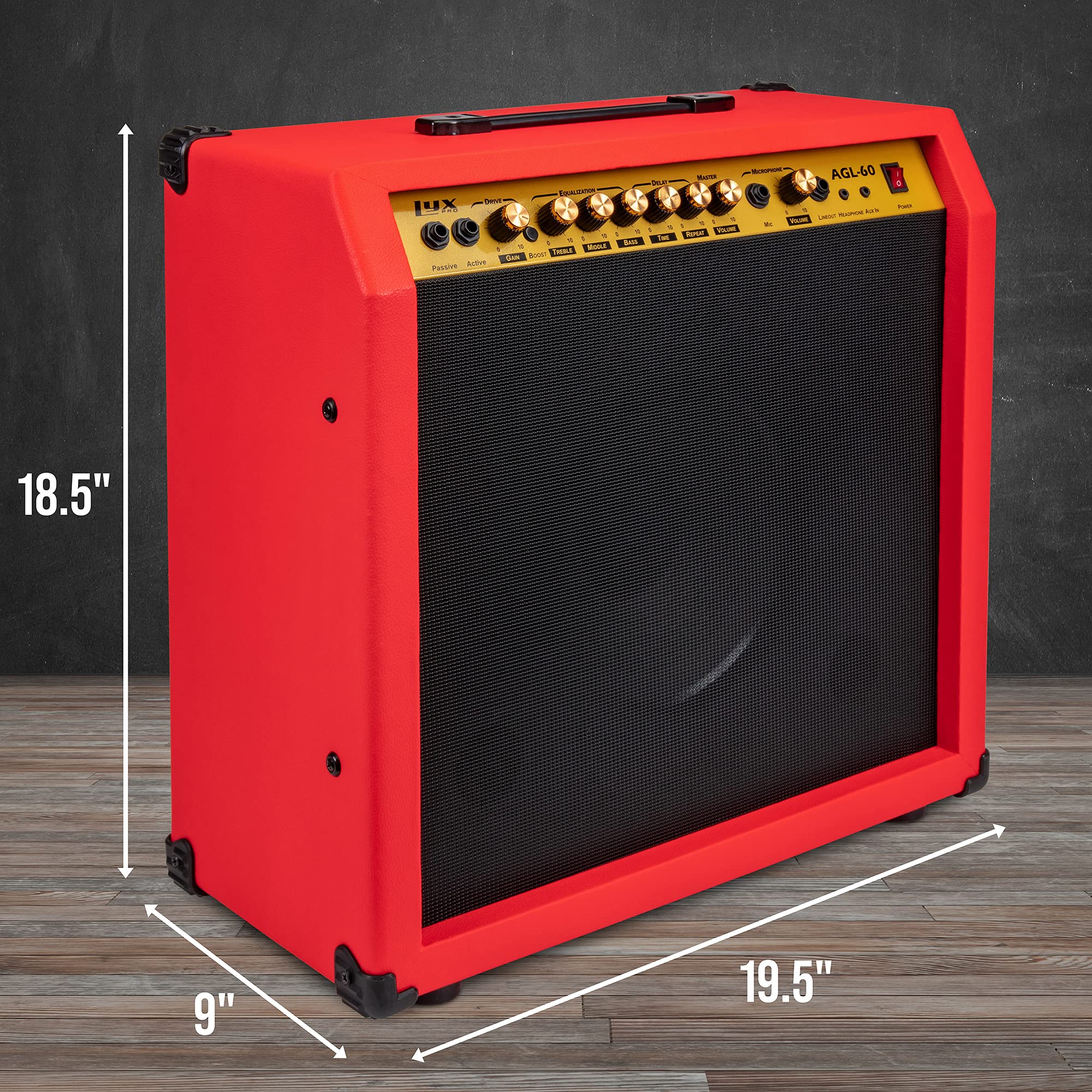 LyxPro Electric Guitar Amp 20 Watt Amplifier Built in Speaker Headphone Jack and Aux Input Includes Gain Bass Treble Volume and Grind - Black