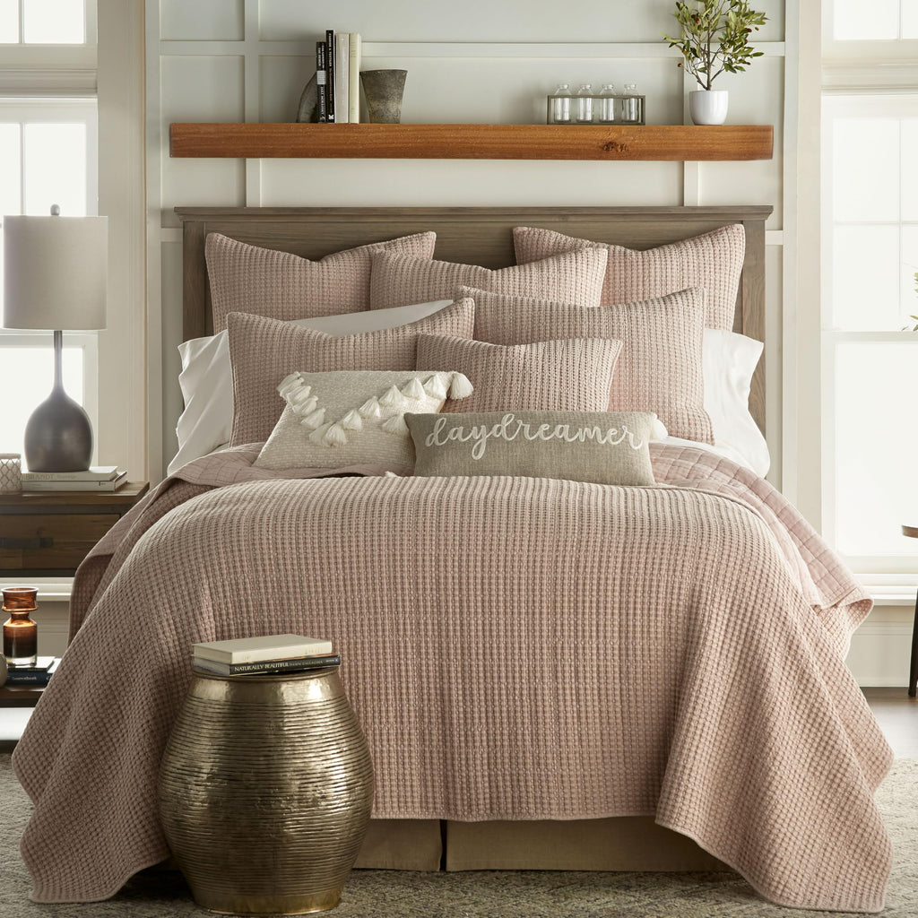 Levtex Home Mills Waffle Twin Bedspread Set (84x104in) with 1 Pillow Sham (26x20in) - Adobe - 100% Cotton Twin Size Bedspread Set - Lightweight, Soft, Pre-Washed