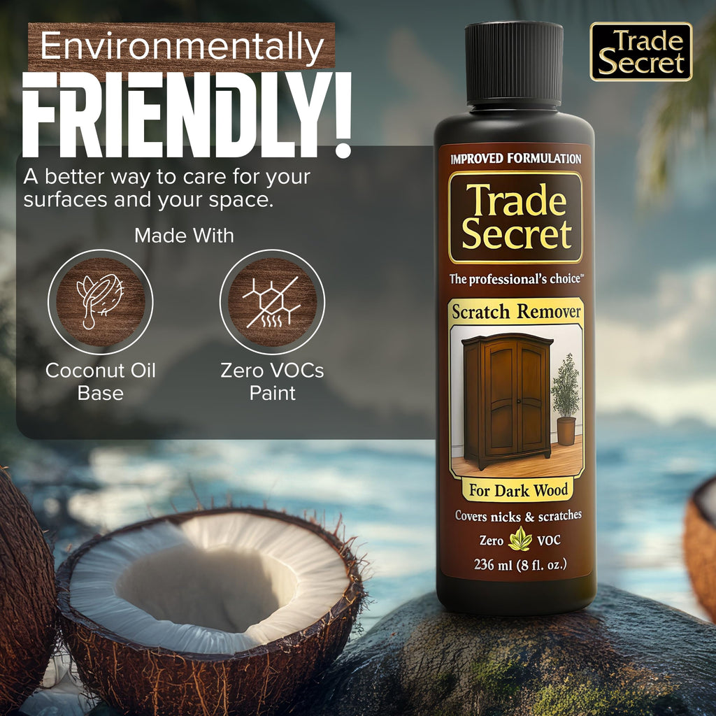 Trade Secret Scratch Concealer for Dark Wood Furniture & Floors – Dark Brown Shade Stain Covers Nicks, Scuffs, Dog & Cat Scratches, Minor Defects – Real Wood Only
