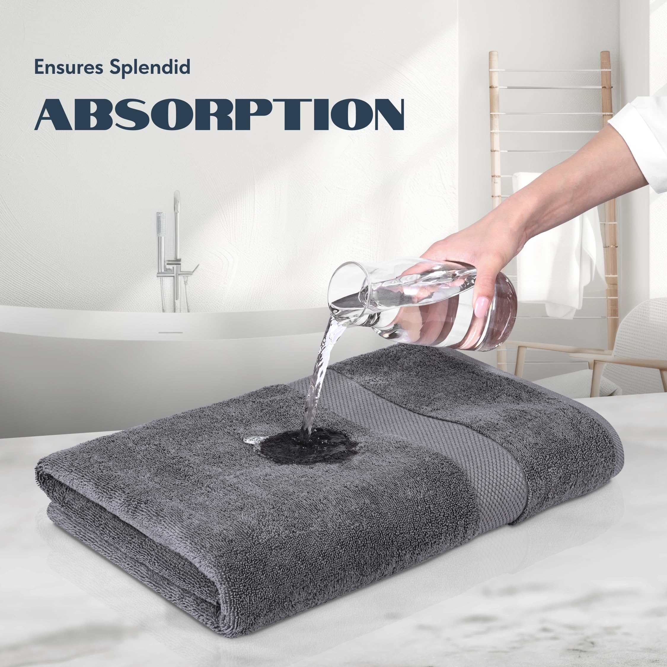 White Classic Luxury Bath Towels Set of 4 Large - 700 GSM Turkish Cotton Ultra Soft Bath Towels 27x54 | Highly Absorbent and Quick Dry | Hotel Towels for Bathroom Luxury, Plush Shower Towels, White