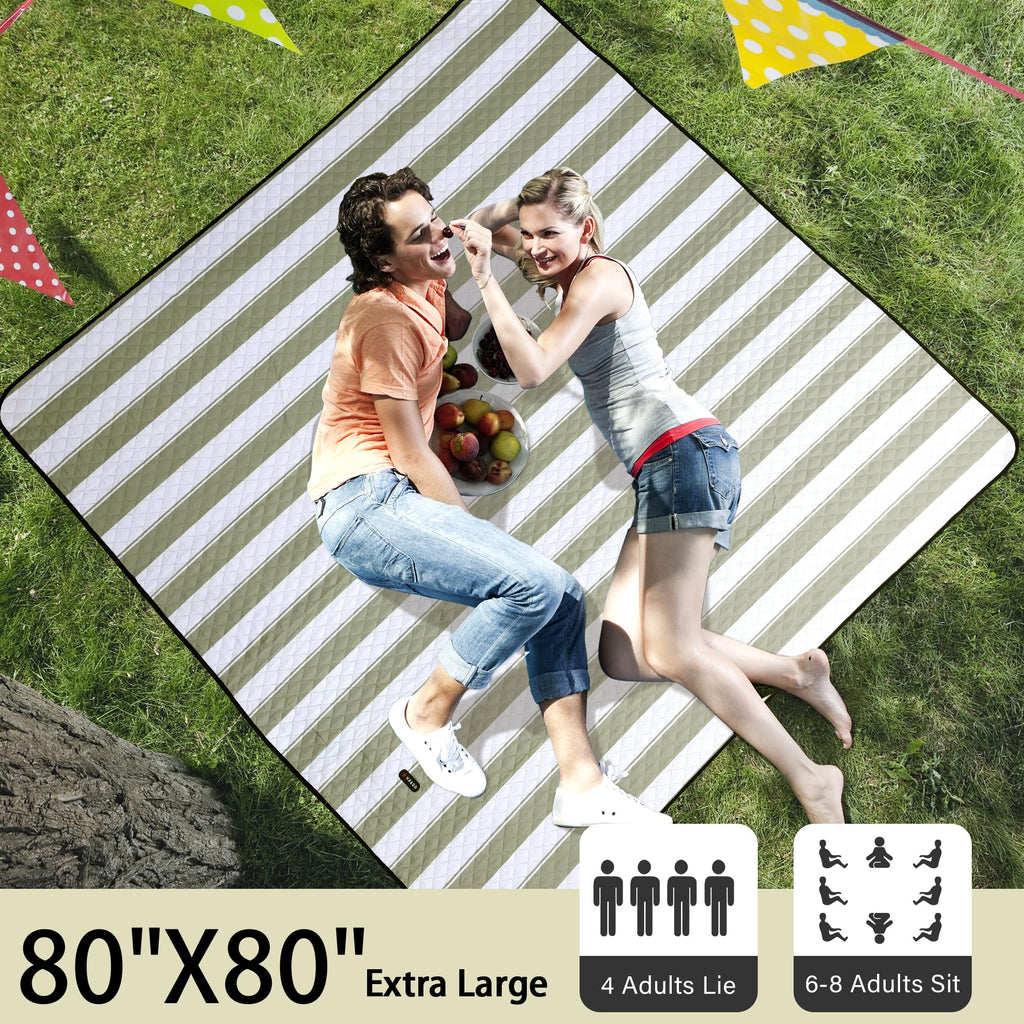 HX&OD Extra Large Picnic Outdoor Blanket, 80”x60” Waterproof Picnic Mat Foldable Camping Blanket Portable with Carry Strap for Beach Mat Outdoor Camping Party(Yellow)