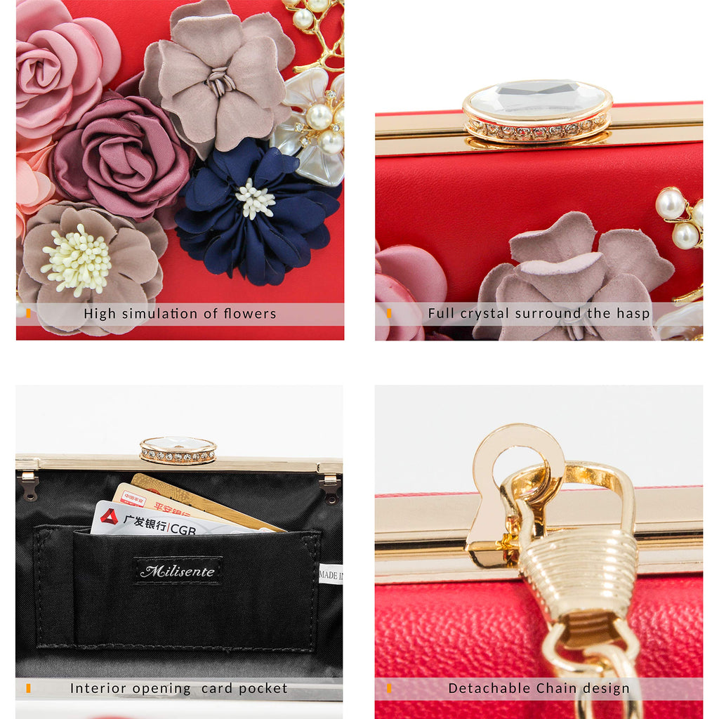Evening Bag for Women, Flower Wedding Evening Clutch Purse Bride Floral Clutch Bag