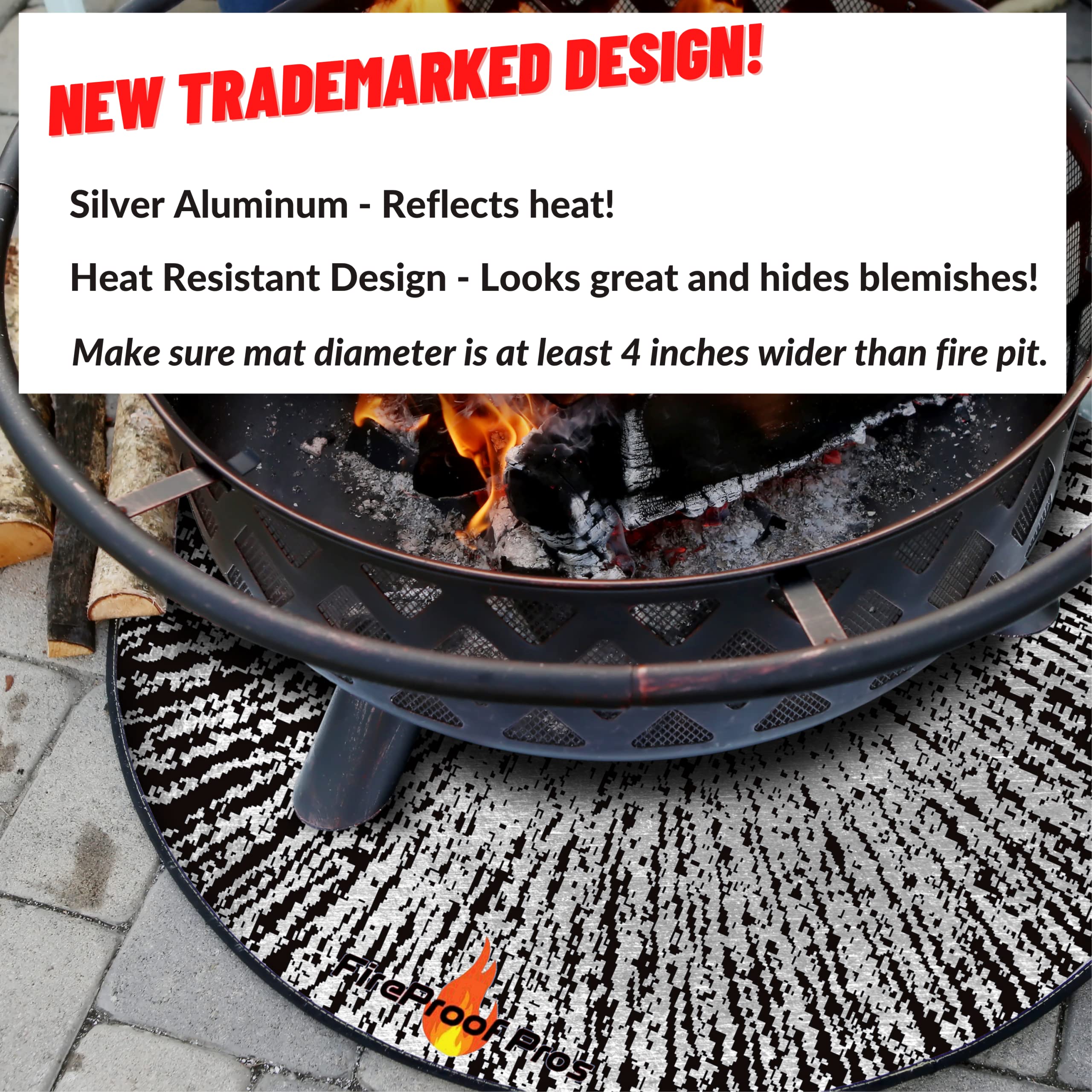 Fire Pit Mats for Under fire Pit 24" Round Non Combustable Heat Deflector Fire Resistant Fireproof Mat/Fireplace Mat. Pad Protector for firepit, Grill