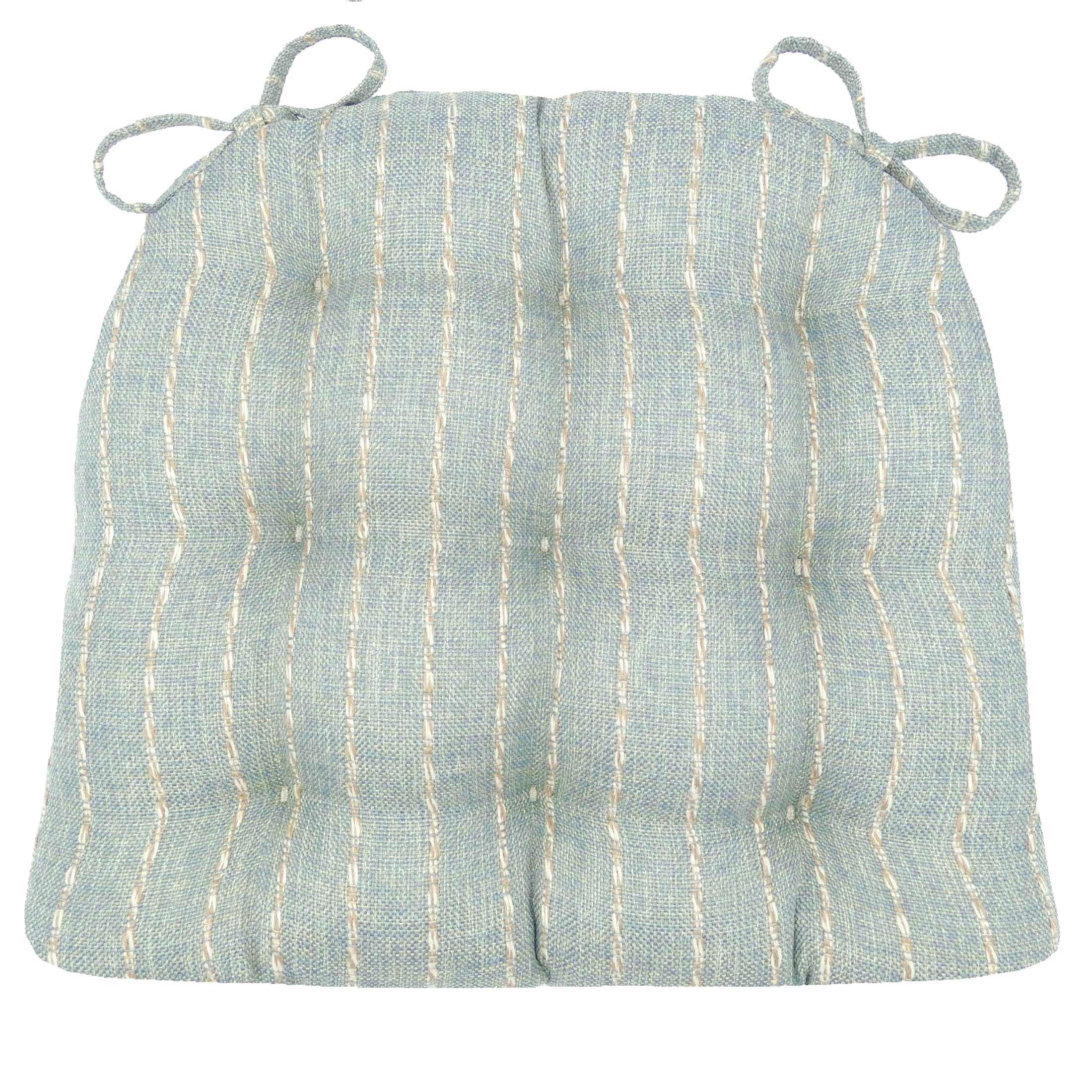 Barnett Home Decor Avante Charcoal Dining Chair Cushions - 15 x 17 Size Small Chair Pad - Latex Foam Fill - Reversible - Made in USA (Dark Gray-Black Stripe/Small)