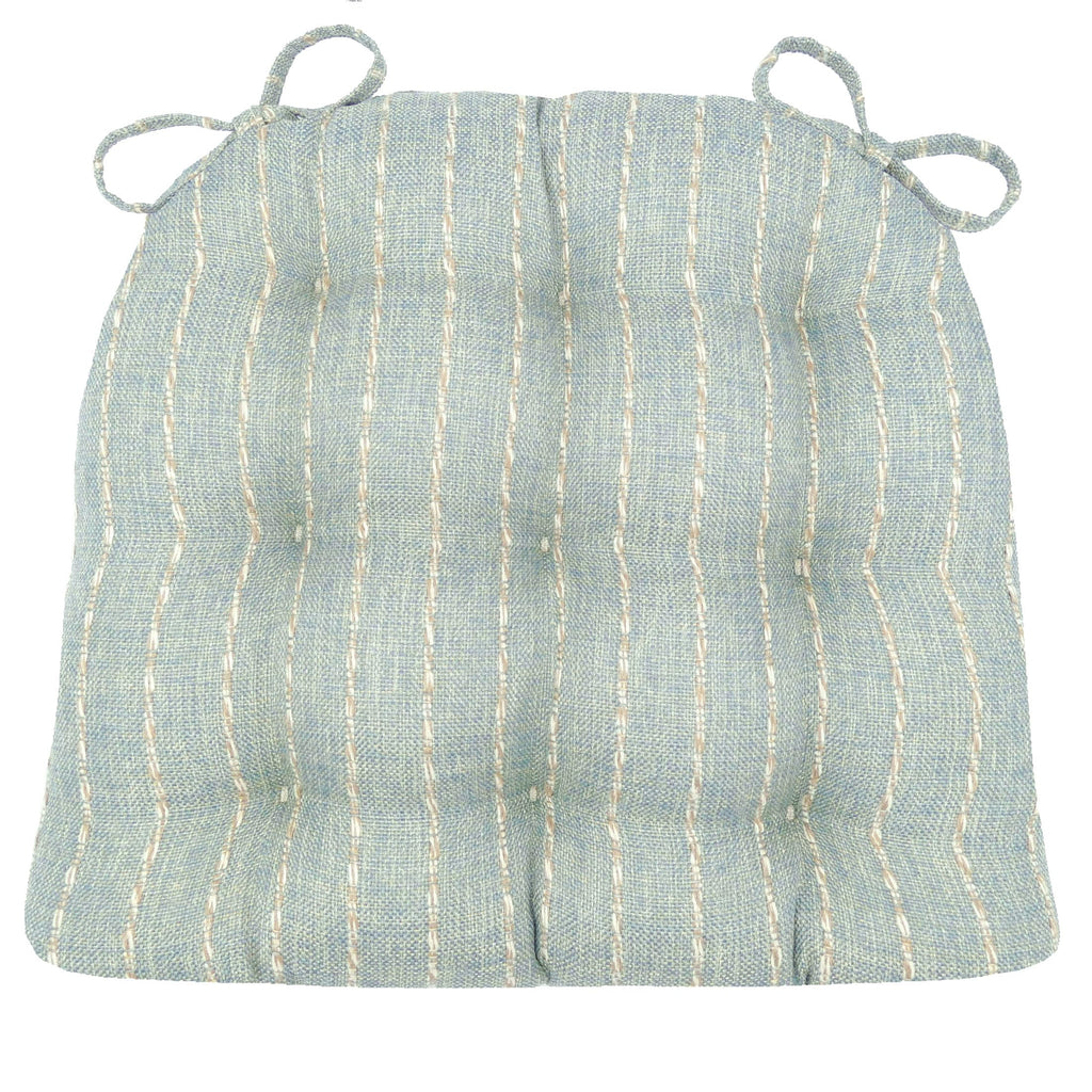 Barnett Home Decor Avante Charcoal Dining Chair Cushions - 15 x 17 Size Small Chair Pad - Latex Foam Fill - Reversible - Made in USA (Dark Gray-Black Stripe/Small)