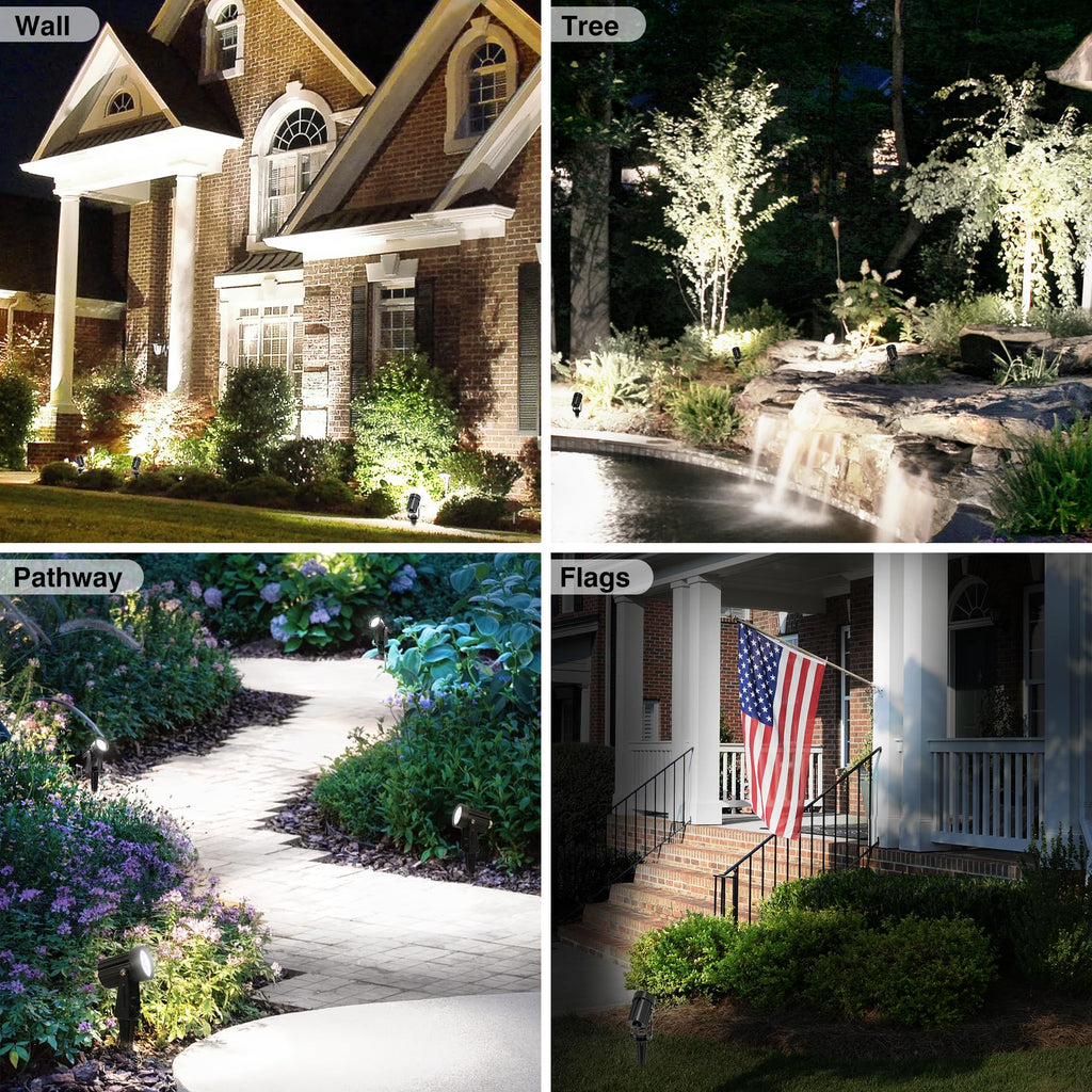 Solar Spot Lights Outdoor, Solar Landscape Spotlights IP65 Waterproof 9.8ft Cable,Auto On/Off Outdoor Wall Lights for Garden Yard Driveway Porch Walkway Pool (3000K Warm White)