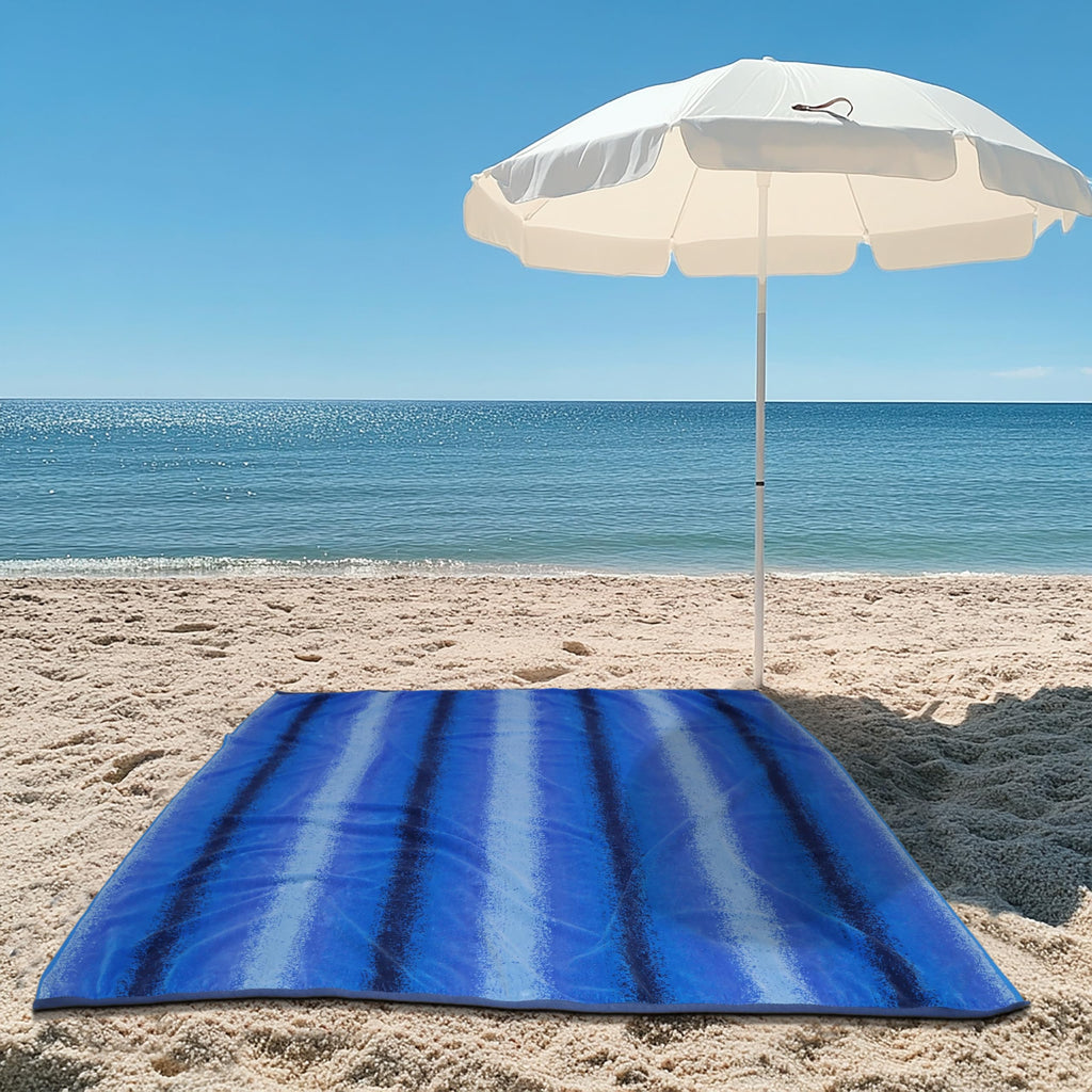 COTTON CRAFT Ombre Stripe Extra Wide Beach Towel for Two - 58x68 - Pure Cotton - Double Woven Jacquard Thick Plush Super Soft Luxurious Velour Pile - Pool Picnic Bath - 450 GSM - Blue