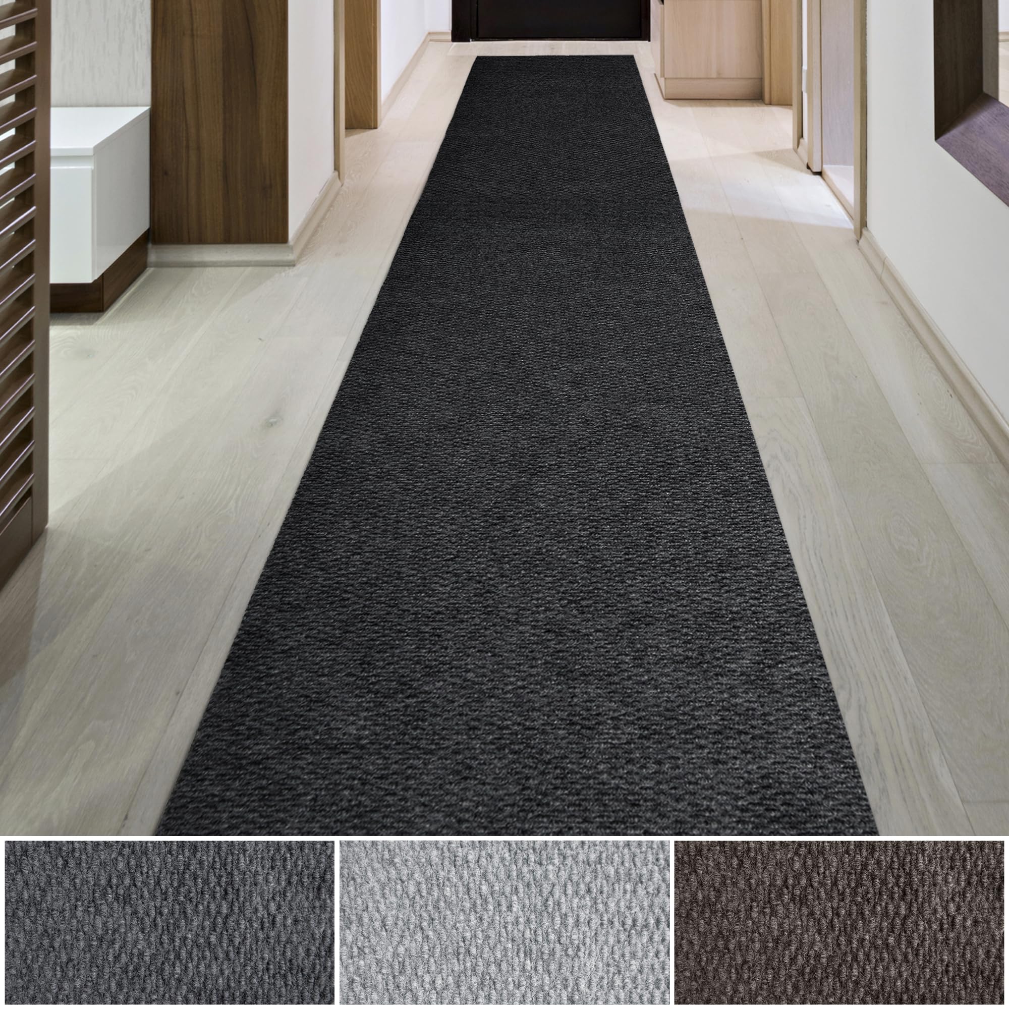 iCustomRug Entryway Mat, 3 x 4ft, Charcoal, Indoor/Outdoor, Waterproof TPR Backing, Low-Profile All-Weather Utility Carpet