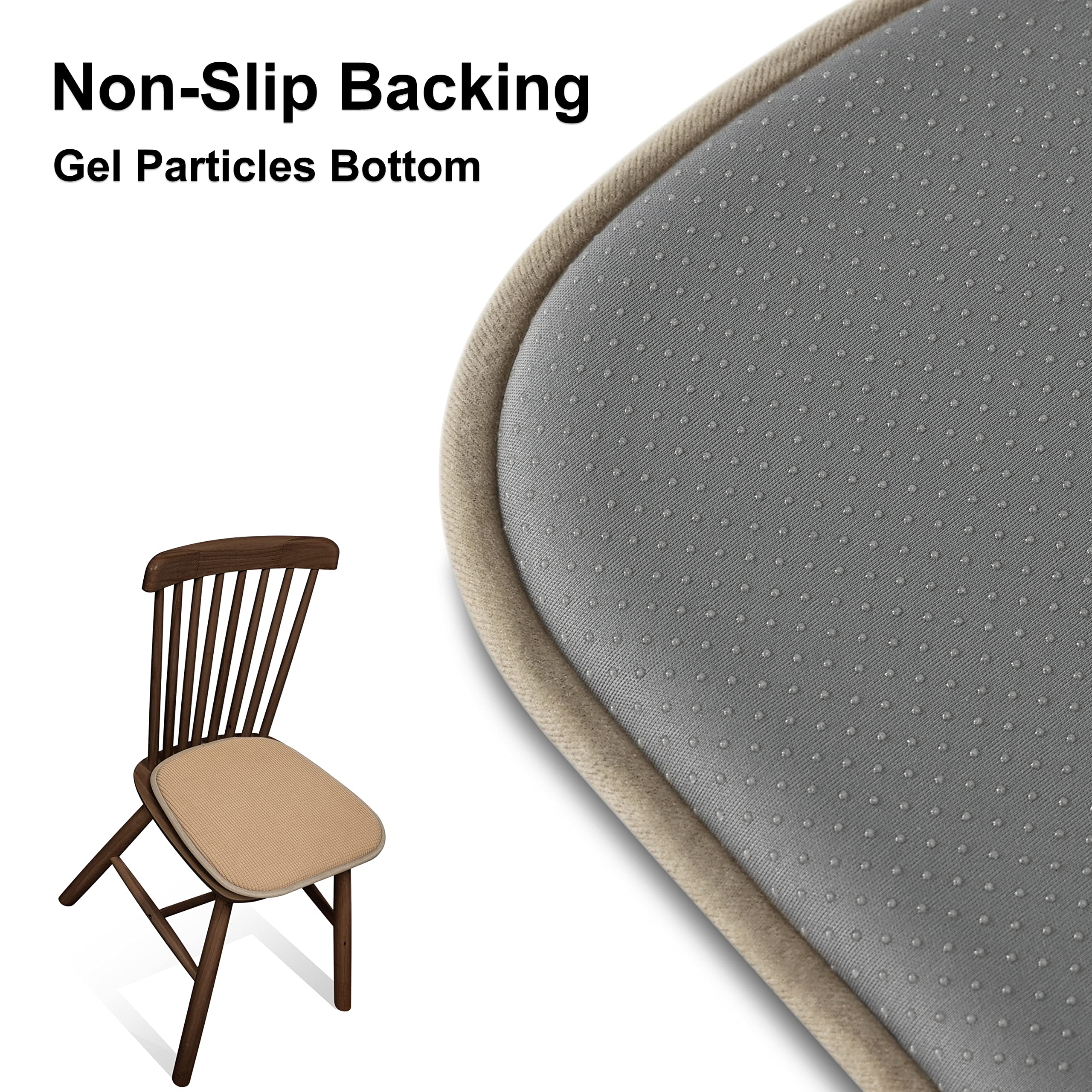 Shinnwa Dining Chair Cushions 2 Pack, Non Slip Indoor Chair Pads, U-Shaped Kitchen Seat Cushions, Set of 2, 15 x 16 Inches, Black