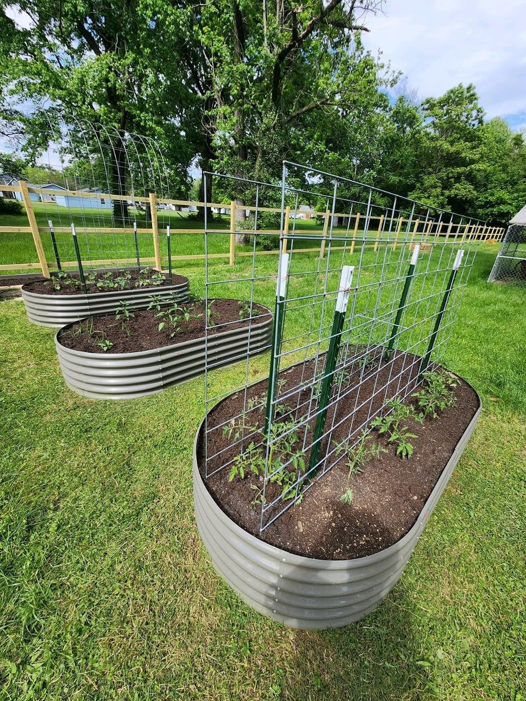 A ANLEOLIFE 2-Pack 3ft x 24” Tall Galvanized Raised Garden Beds Outdoor, Round Metal Planter Box for Planting Vegetables Flowers Herb, Anti-Rust & Easy-Setup, Quartz Grey