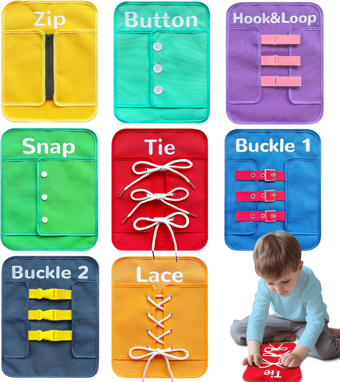 Craftstory Toddlers Montessori Toys Busy-Board for 3 4 5 Year Girls Boys Gifts, Sensory Basic-Life-Kills Shoe-Tying Practice for Kids Fine-Motor Skill Toys Teacher Resoures Preschool Classroom