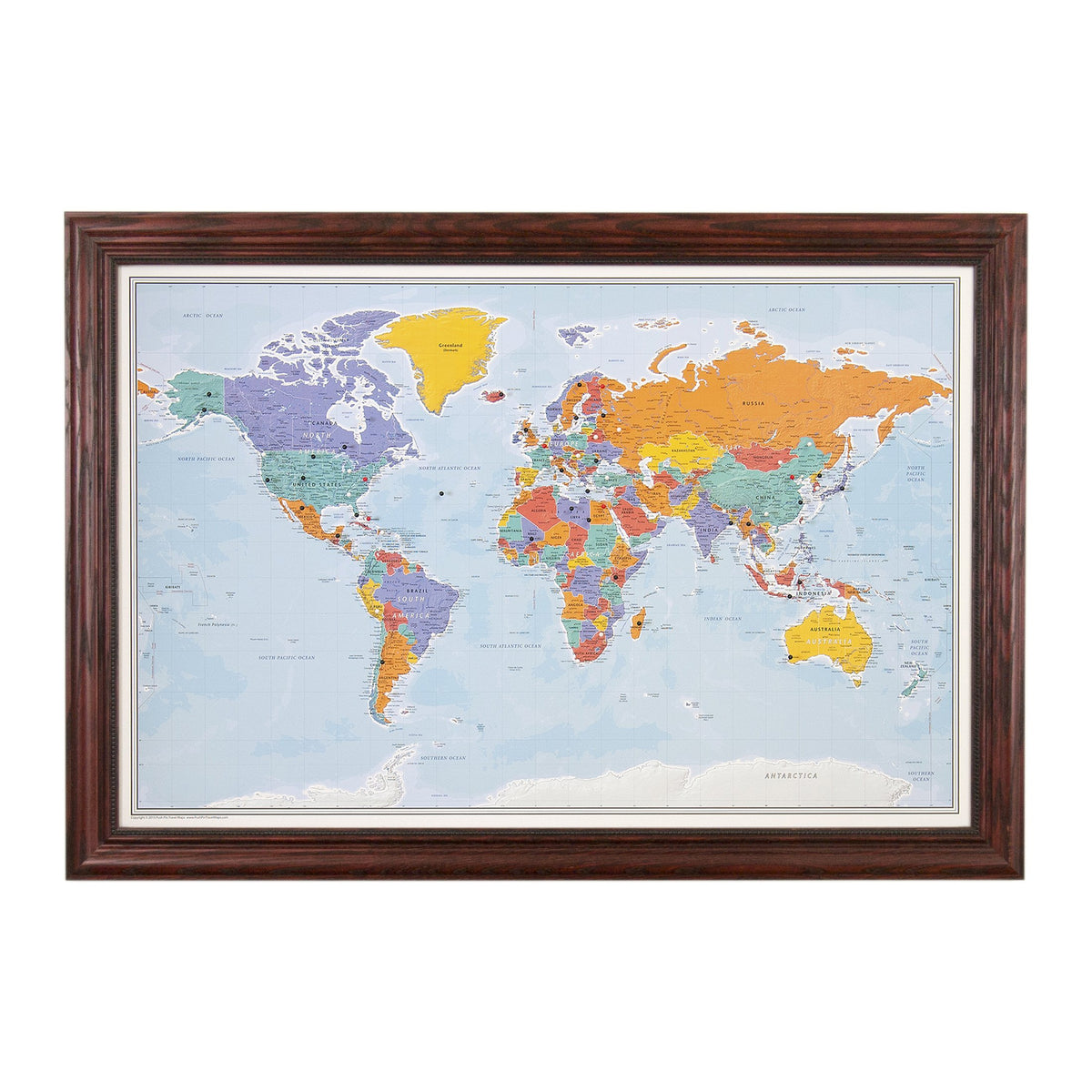 Personalized Canvas Rolled Poster World Map Wall Art with Pins – Large 24" x 36" Blue Oceans Map of the World – Push Pin Travel Decor for Home or Office