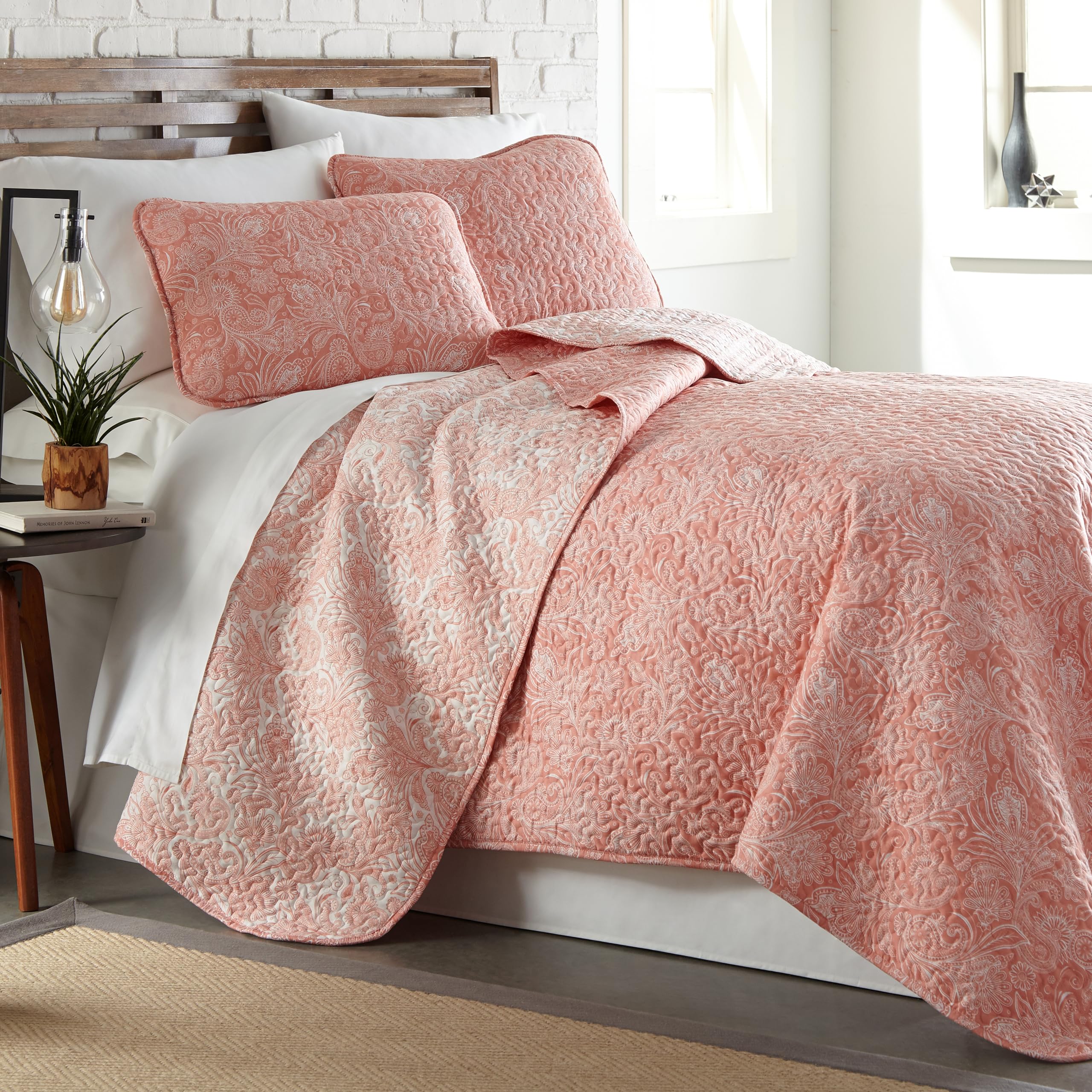 Southshore Fine Living, Inc. XL Twin Quilt Set, Microfiber Quilted Bedspread, White Bedding Twin Coverlet w/Pillow Sham, Pet Hair Resistant Bedding Coverlet Set, Quilted Coverlet, Bright White Quilt