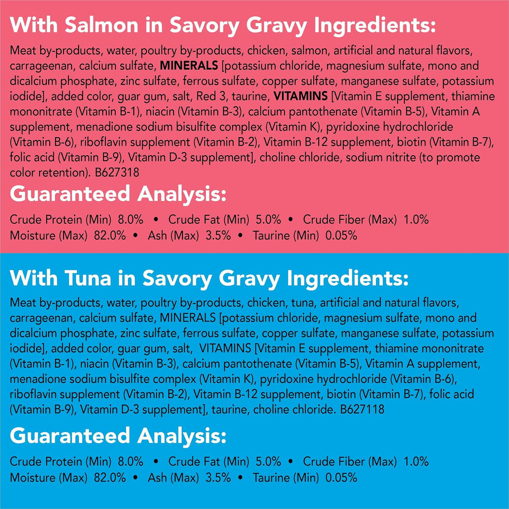 Purina Friskies Pate Wet Cat Food Variety Pack, Extra Gravy Pate Chicken, Turkey, Salmon & Tuna - (24) 5.5 oz. Cans