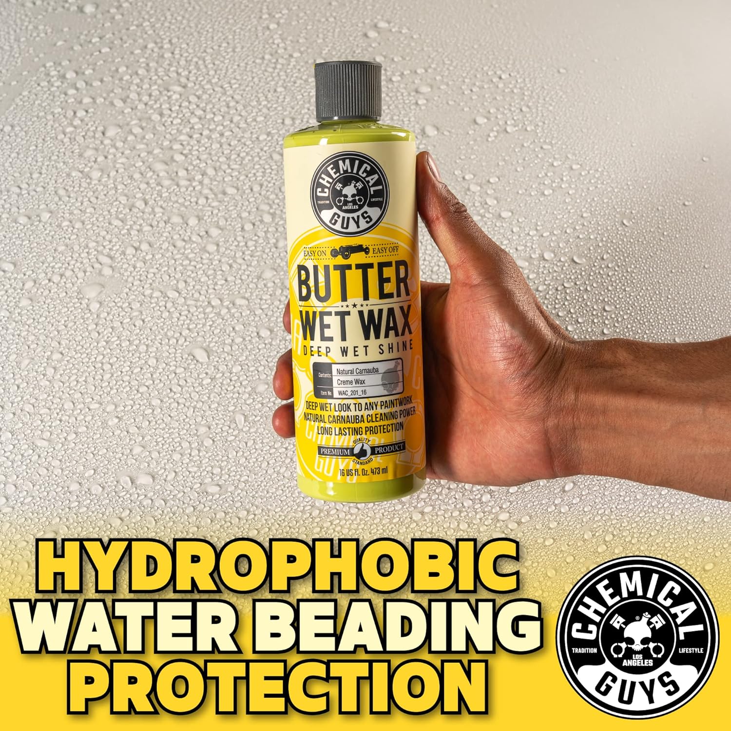 Chemical Guys Butter Wet Wax - Deep Wet Shine Car Wax for Cars, Trucks, SUVs, RVs, and More, Easy On/Off Liquid Formula, Banana Scent - 16 fl oz