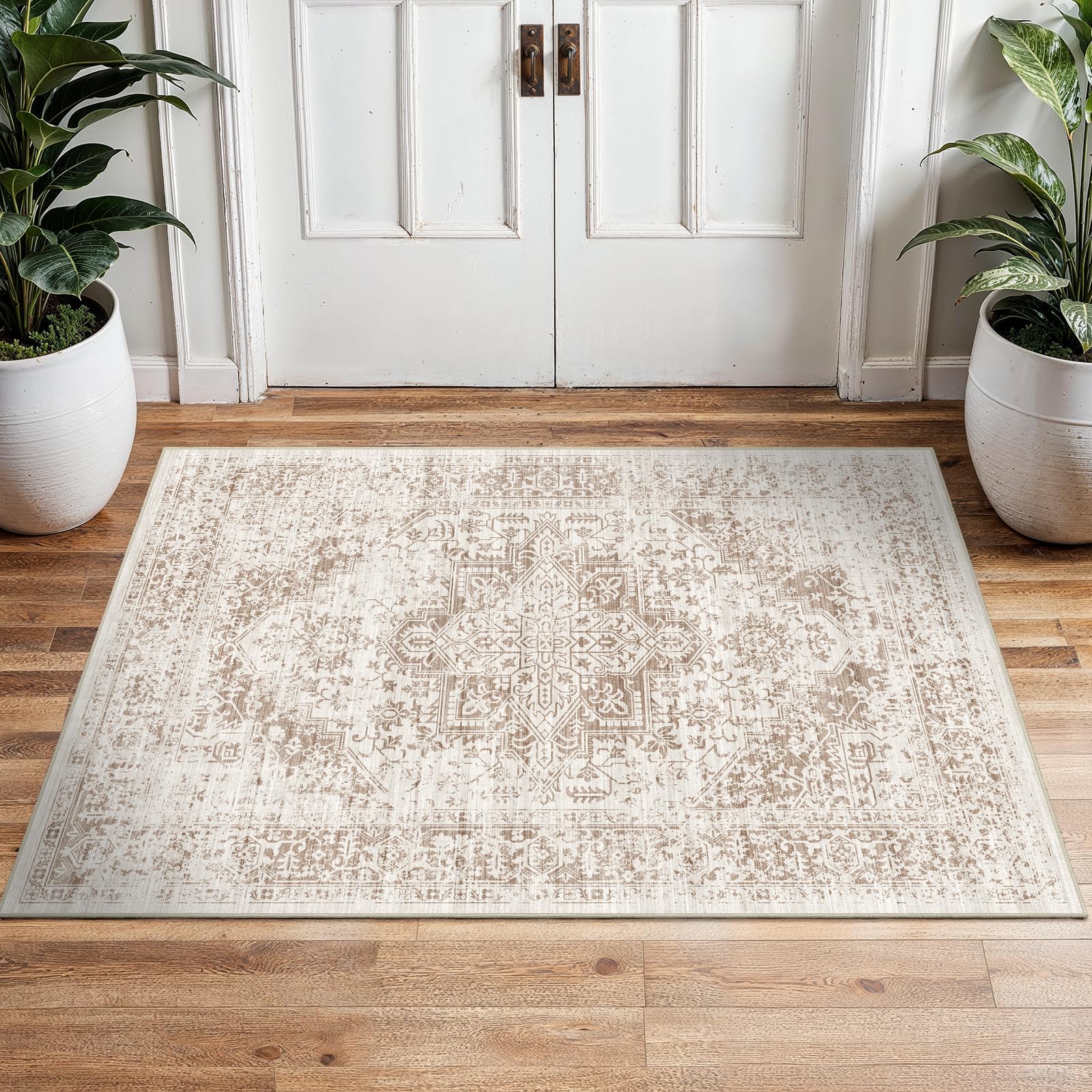 2x5 Washable Kitchen Runner Rug - Soft Low Pile Floral Animal Cat Print Rugs with Non-Slip Backing Waterproof Stain-Resistant Indoor Carpet for Hallway Entryway Bathroom Bedroom (Black)